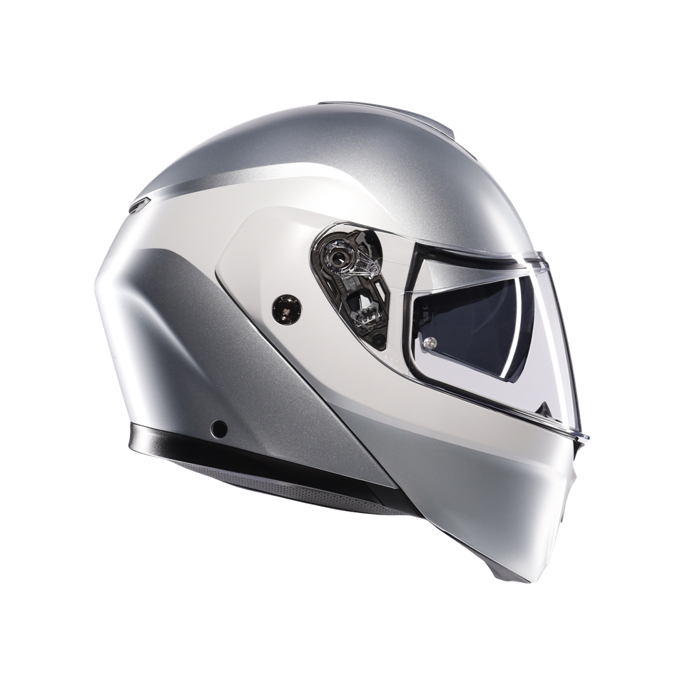 STREETMODULAR LEVICO MATT DOUBLE LIGHT GREY - MOTORBIKE FLIP UP HELMET E2206