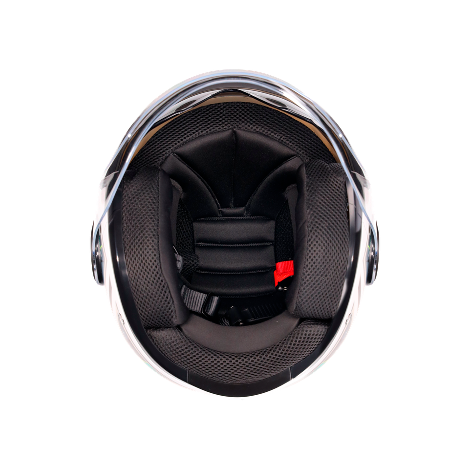 ETERES GHEPARD MATT WHITE/BLACK/GREEN - MOTORBIKE OPEN FACE HELMET E2206