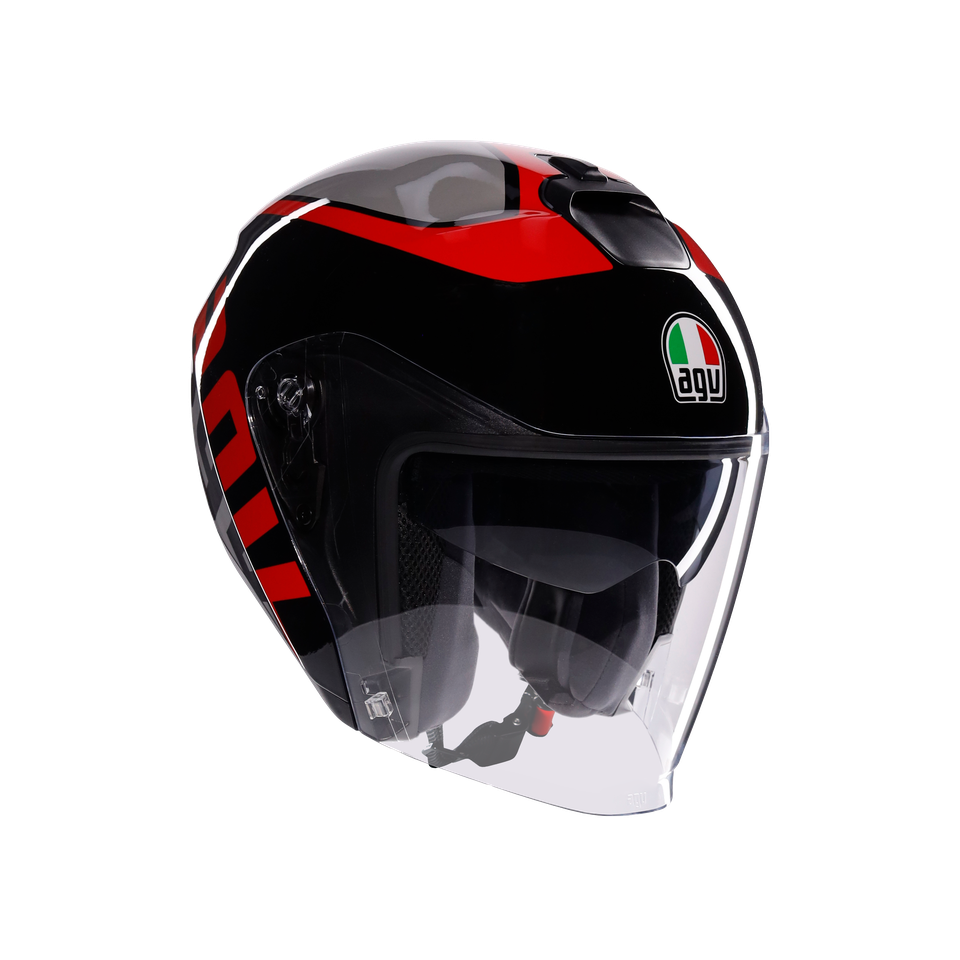 IRIDES MOTORBIKE OPEN FACE HELMET E2206 - VALENZA MATT GREY/BLACK/RED