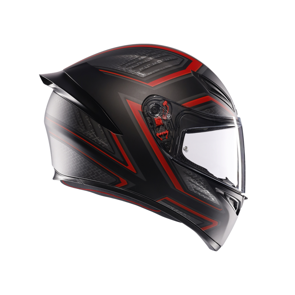 K1 S SLING MATT BLACK/RED - MOTORBIKE FULL FACE HELMET E2206