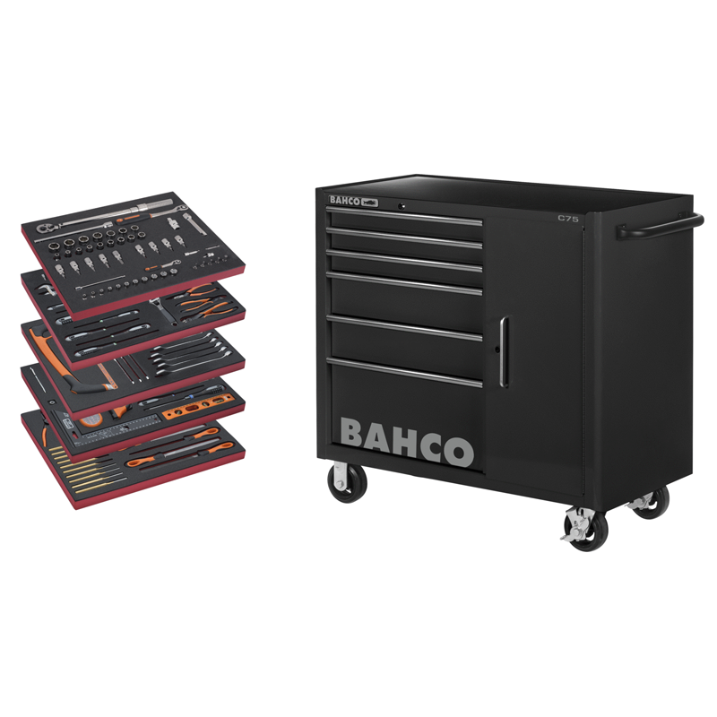 Tool Trolley General Purpose Tool Kit - 187 pcs  1475KXL6CBK-FF6