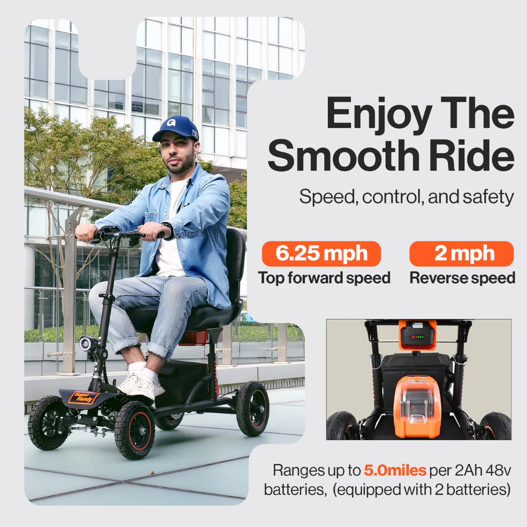 SuperHandy Explorer 4-Wheel Portable Mobility Scooter with Suspension