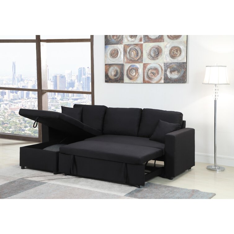 Vernita 87′′ Wide Linen Reversible Sleeper Sofa & Chaise