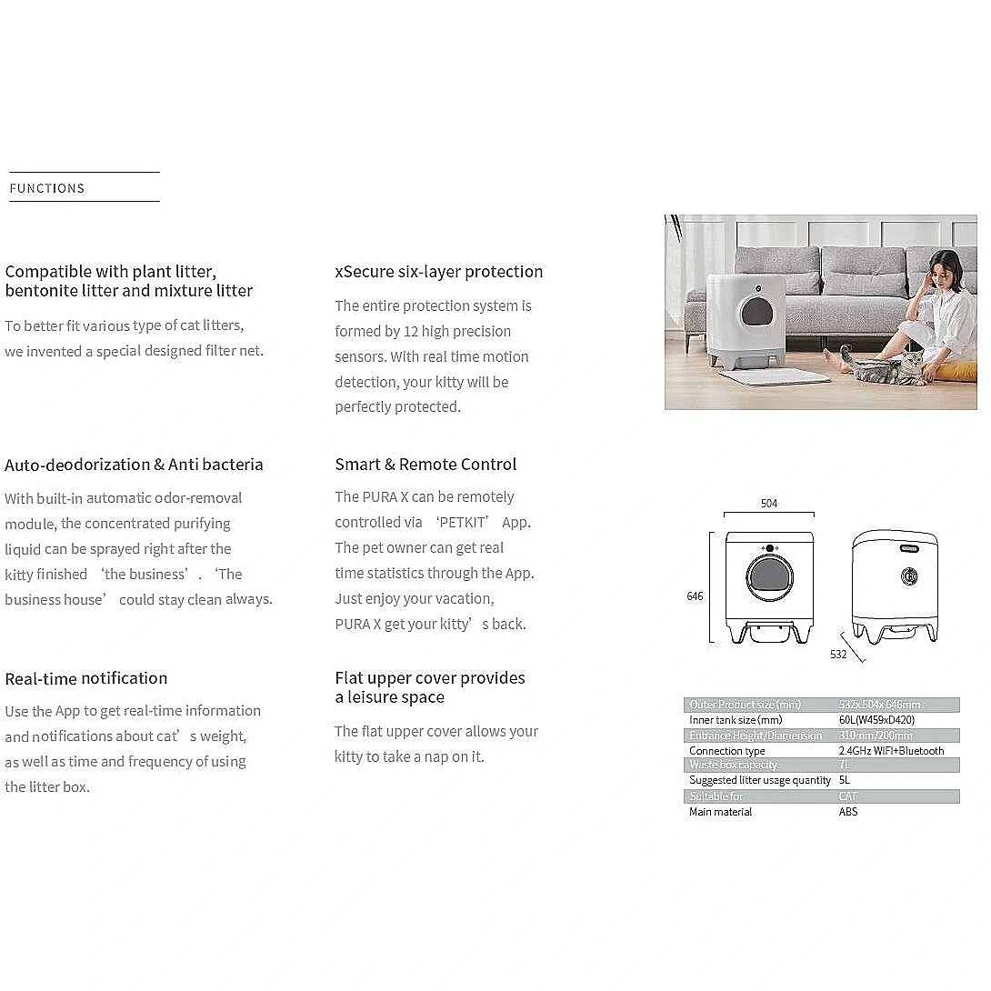 Intelligent Automatic Cat Toilet, Intelligent Deodorizing Cat Litter Box, Electric Shovel, Fully Enclosed Large Anti-splash