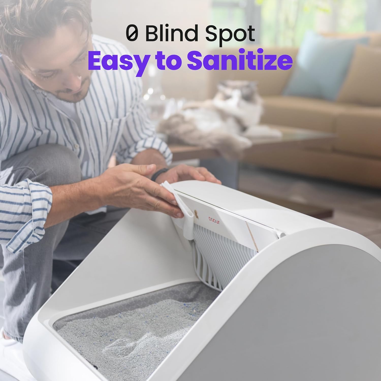 X5 Self-Cleaning Cat Litter Box - Unique Split System, Open Top, 30-Day Capacity - Automatic Litter Scooping Robot, Odor-Seal Disposable Cardboard Bin, 24 Inch Tray, 33 lbs. Load, 99% Leakproof