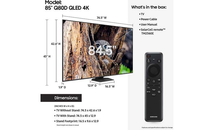 Samsung QN85Q80D Q80D 4K Smart QLED UHD TV with HDR (85