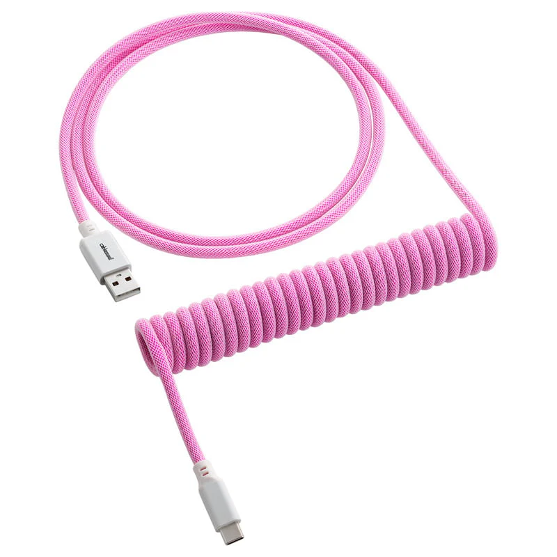 CableMod Classic Spiral-Tastaturkabel USB A auf USB Typ C. Erdbeercreme – 150 cm