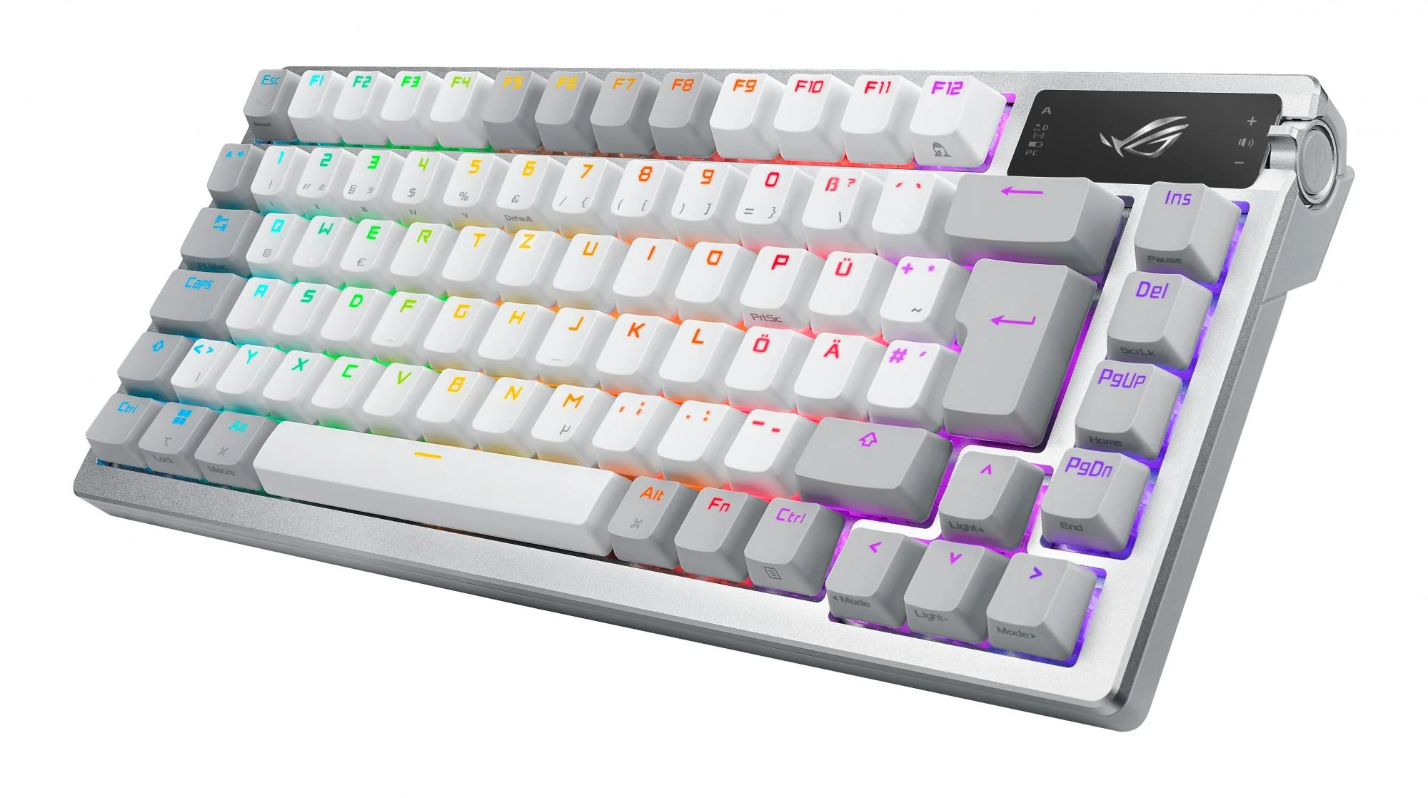 ASUS ROG AZOTH MOONLIGHT WHITE 75% Wireless DIY Custom RGB Gaming Keyboard. NX Red Switches. OLED Display. PBT