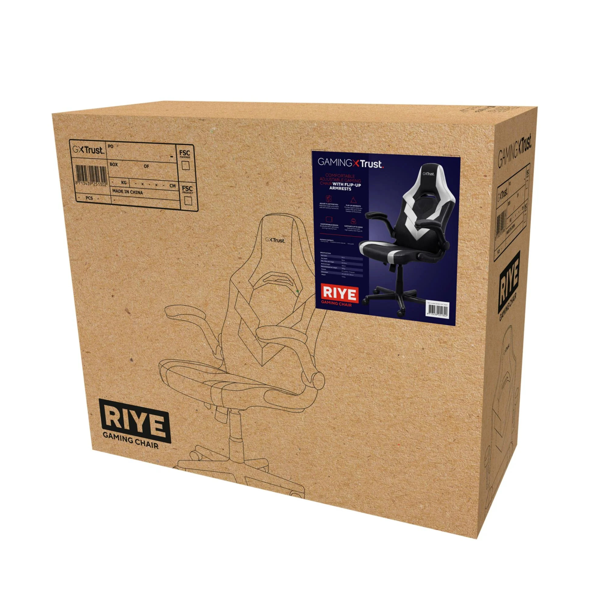 TRUST GXT703W RIYE GAMING CHAIR - WHITE