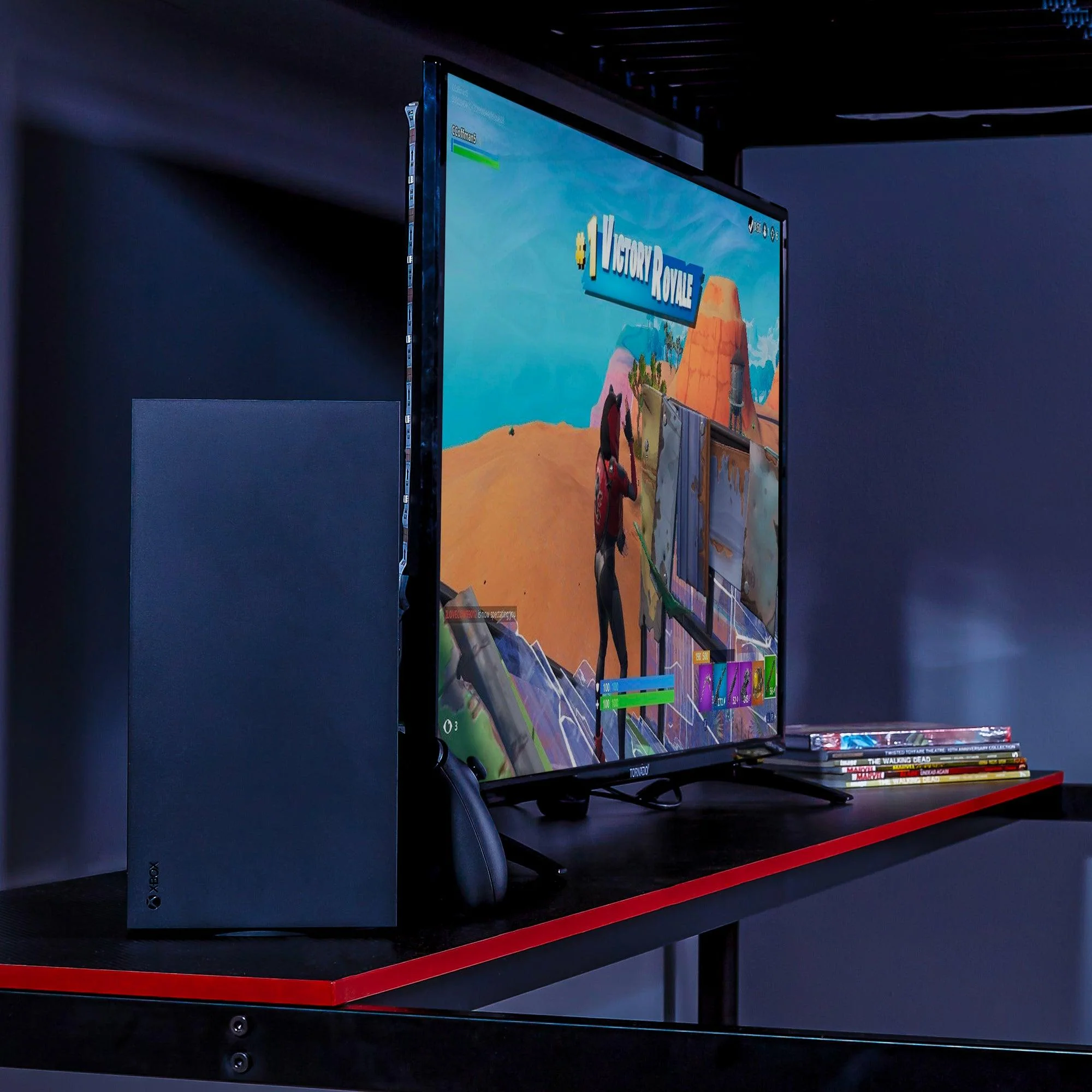 XROCKER HQ HIGH SLEEPER GAMING BED WITH DESK - BLACK AND RED