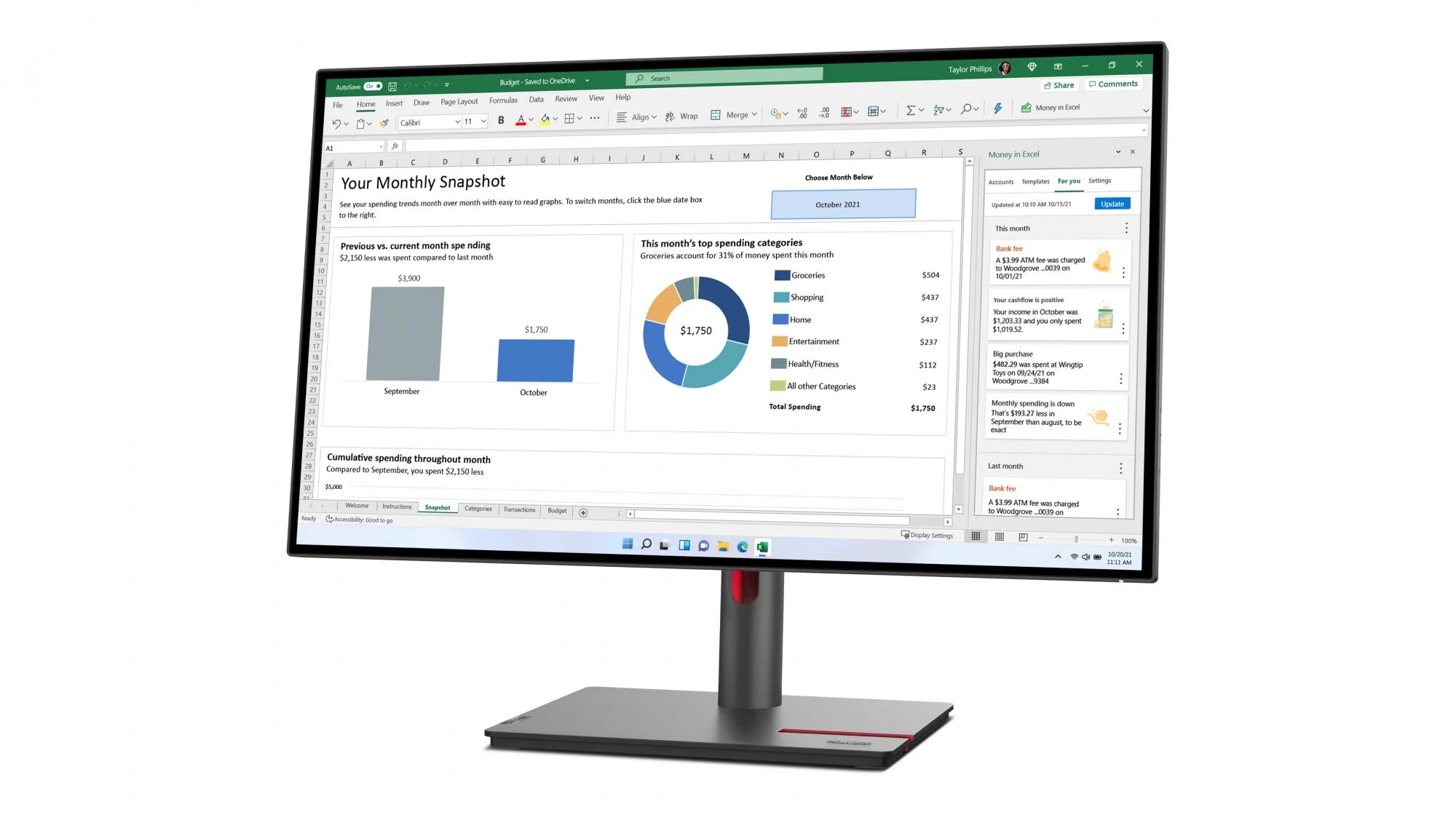 Lenovo ThinkVision P27h-30 27 2560 x 1440 (2K) HDMI DisplayPort USB-C 60Hz Pivot Skærm