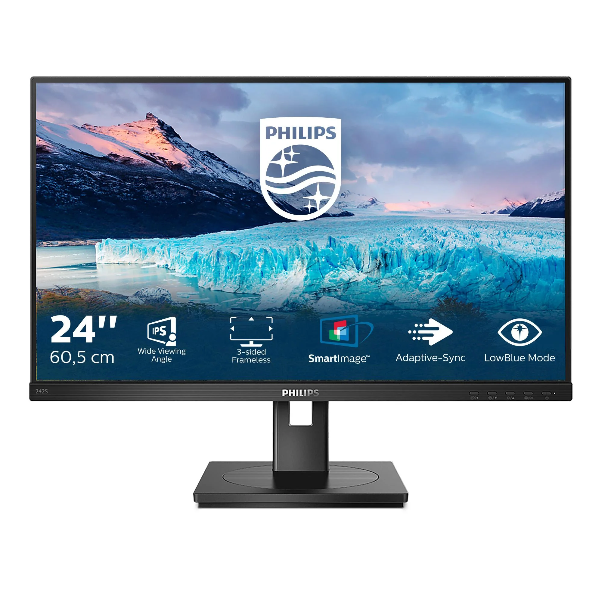 Philips S-line 242S1AE 24 1920 x 1080 (Full HD) DVI VGA (HD-15) HDMI DisplayPort 75Hz Pivot Skærm