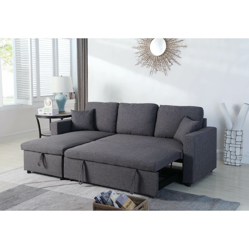 Vernita 87鈥测€?Wide Linen Reversible Sleeper Sofa & Chaise - Online Shop