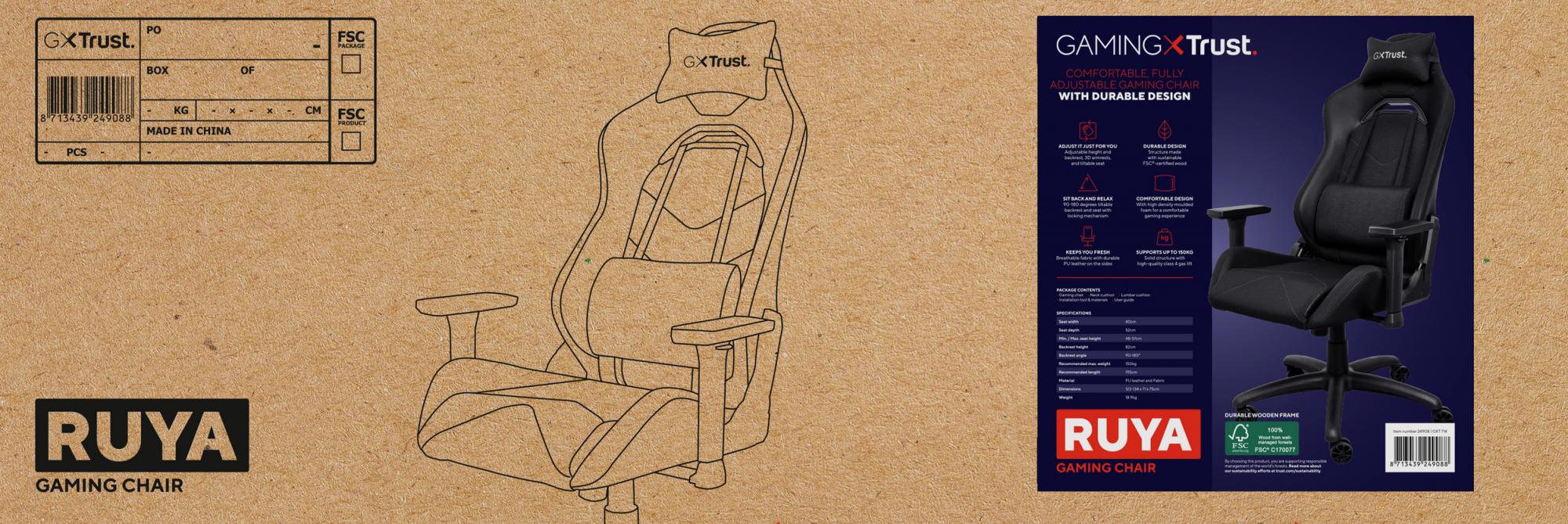 TRUST GXT714 RUYA GAMING CHAIR - BLACK