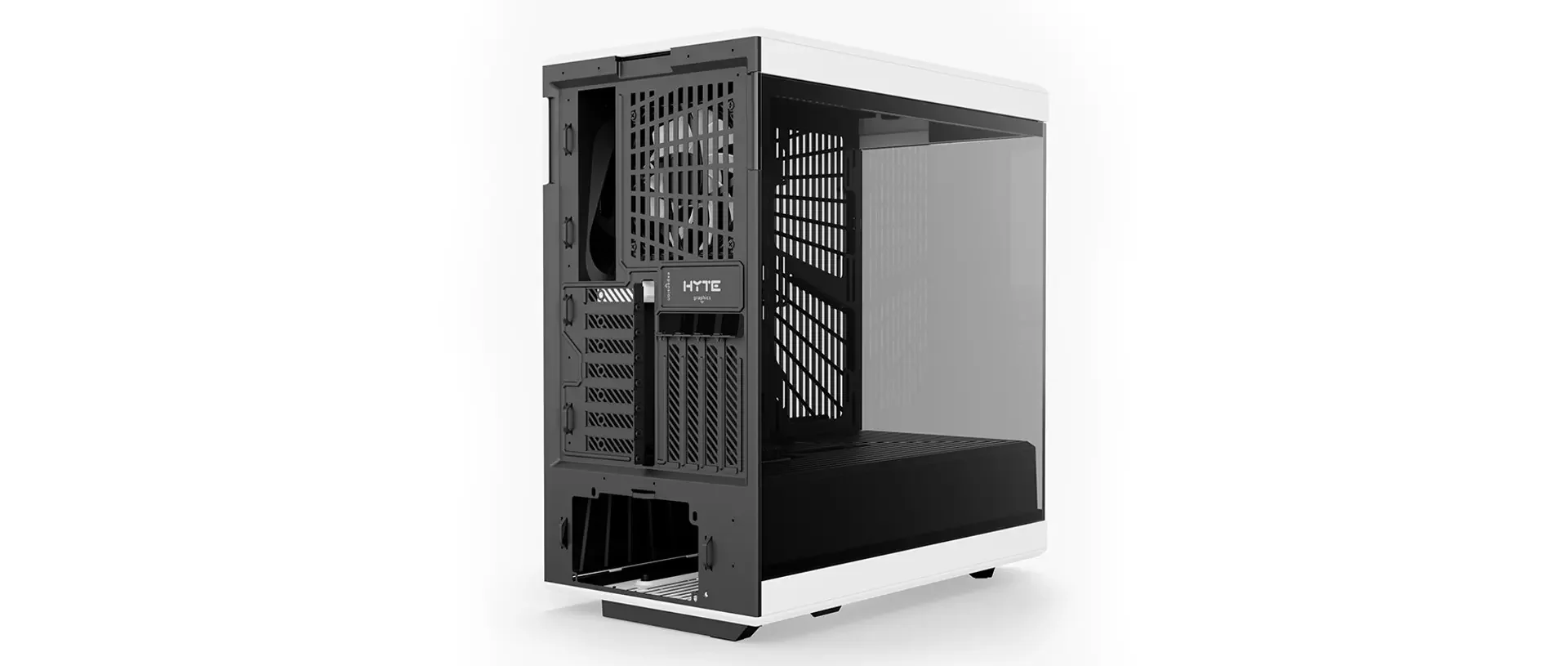 HYTE Y40 Schwarz/Weiß Miditower – Panorama-Glasschleier. inklusive PCIe 4.0-Riser-Kabel. 2 inklusive Lüfter