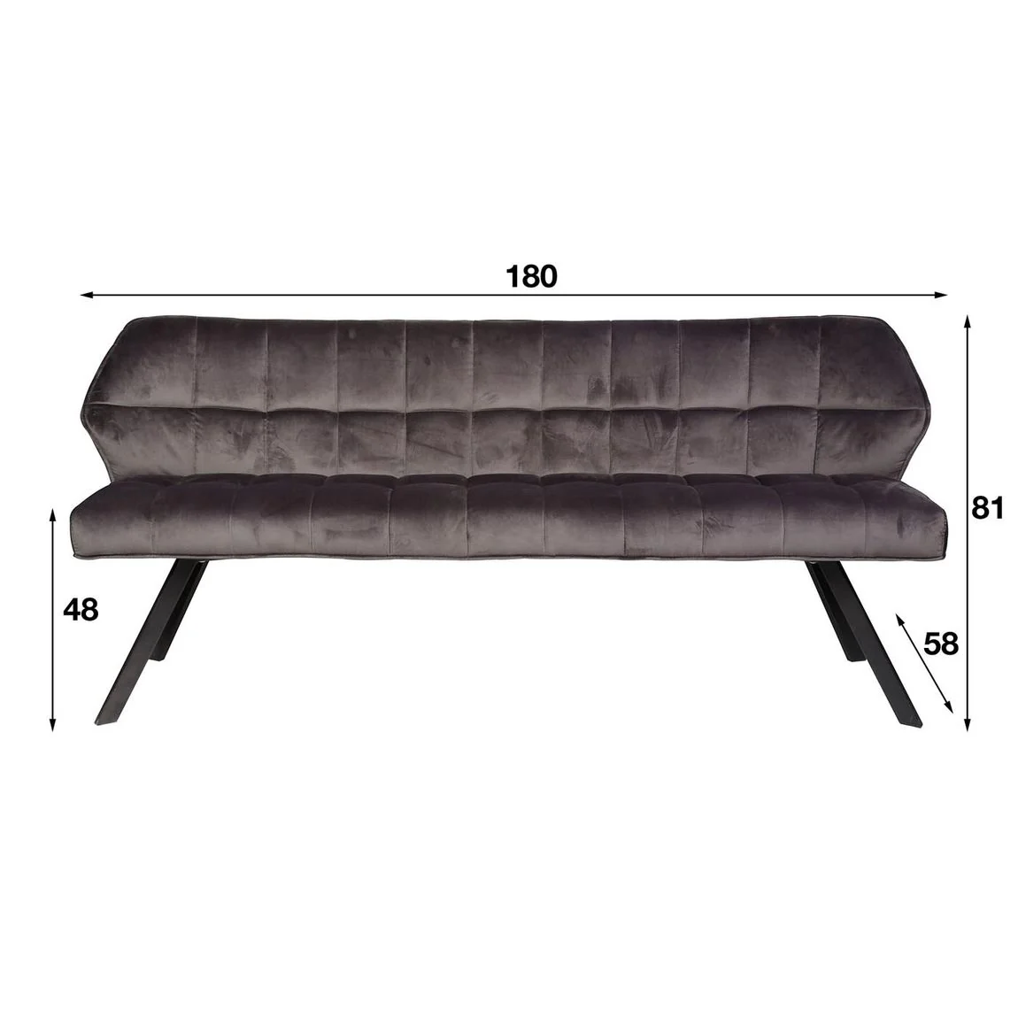 Esszimmer Sitzbank 190 cm Samt Anthrazit / Schwarz