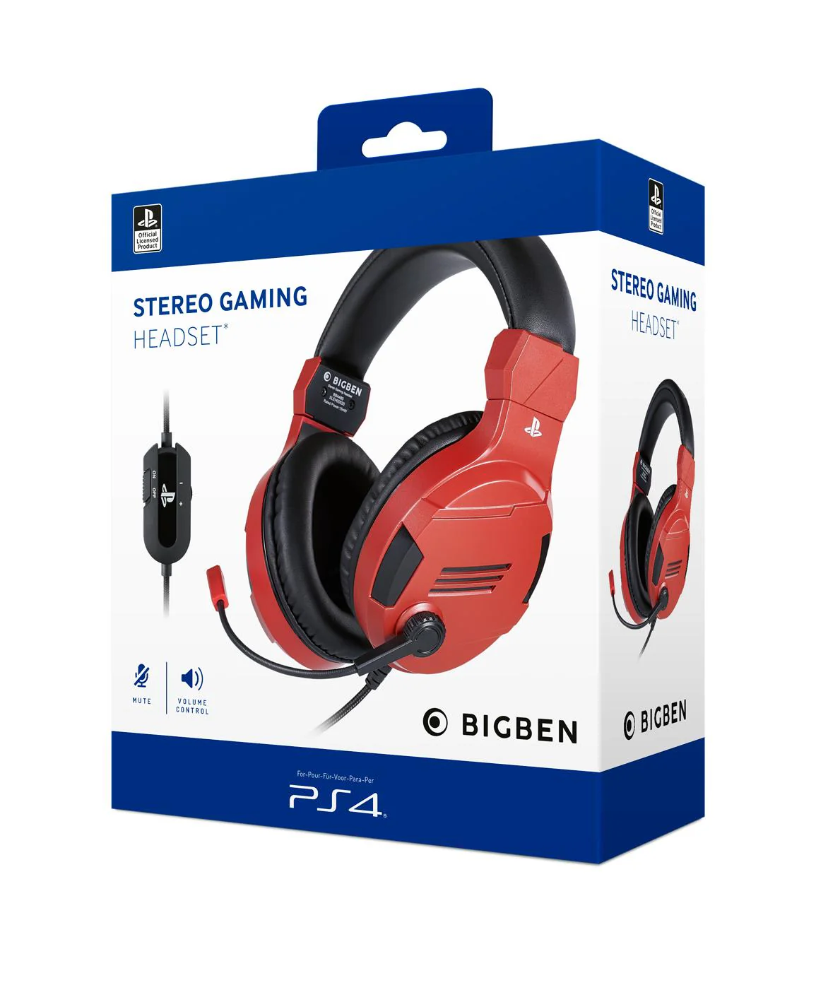 Playstation 4 HW Bigben Stereo Gaming Headset v3 (Rød)