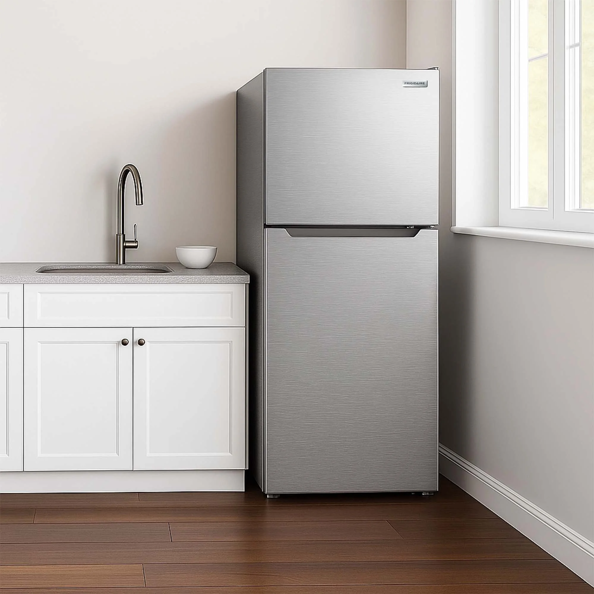 Frigidaire 10 Cu. Ft. Top Mount Refrigerator, Frost Free, Platinum, EFR1033-SS-6Com