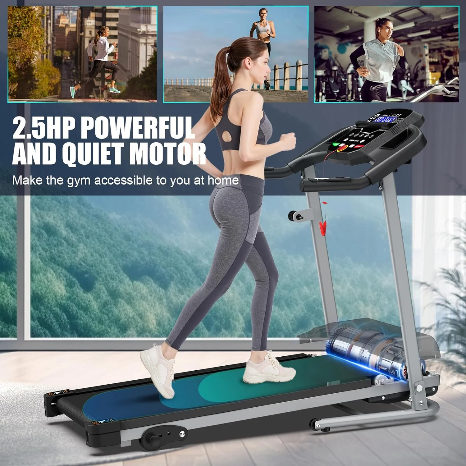SWERTOY 2.0HP Treadmill for Home Folding 240lb Weight Capacity Walking Jogging Exercise Machine Health & Fitness Fixed Incline with HD Screen 3 Gear Adjustment Shock Absorber Running Belt