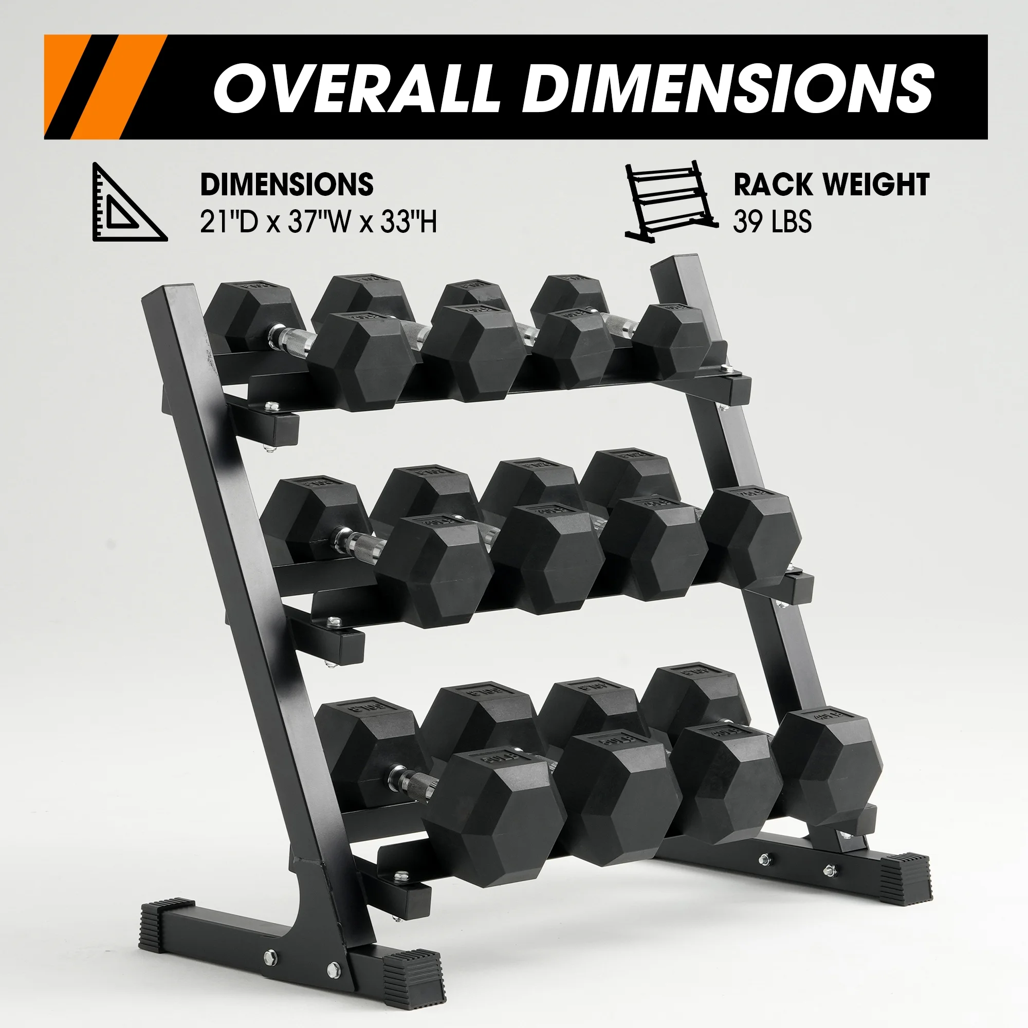 Mikolo Rubber Hex Dumbbell Set with Racks, Option in 450lbs, Strength Training Weight Set Home Gym