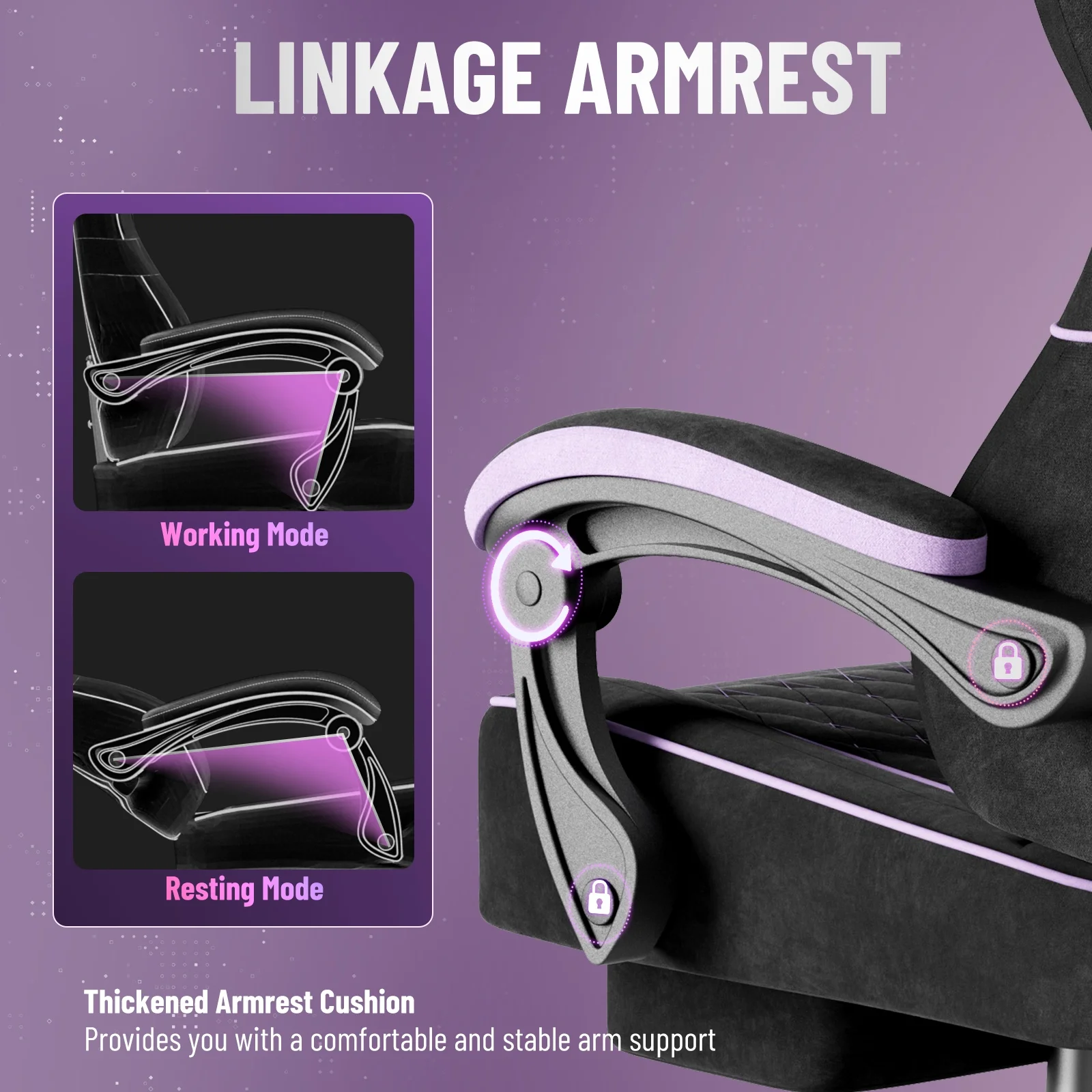 SOONTRANS Gaming Chair for Adults, Velvet Fabric High Back Comfortable Video Game Chair with Footrest and Massage Lumbar Cushion, Racing Computer Desk Chair, Ergonomic Gamer Chair, Black/Grey