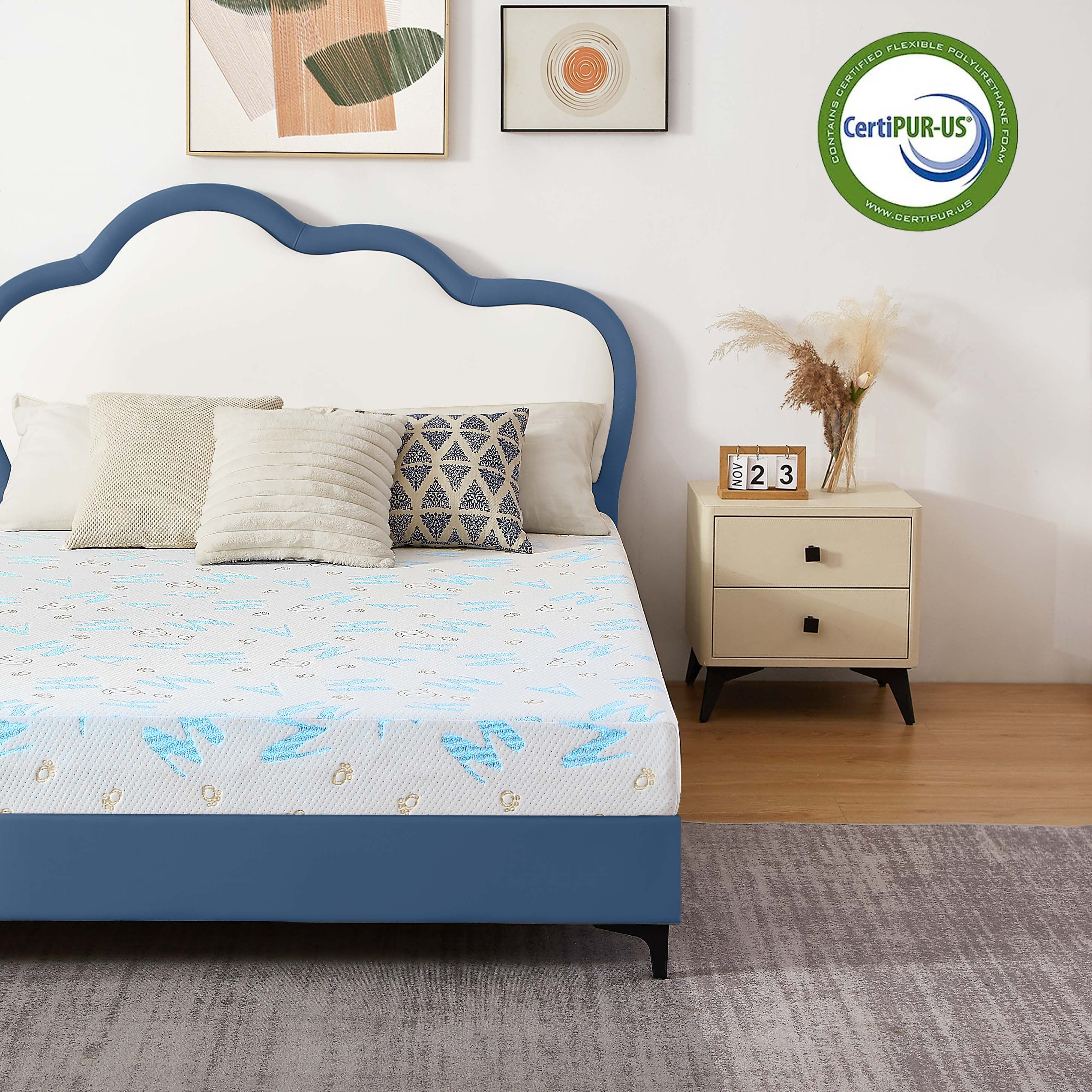 Gel Memory Foam Mattress, Twin, 6 Inch Alphabet Bed Mattress, Medium Firm Feel Mattress,Breathable & Cool Sleep Spine Pressure Relief Bed in a Box CertiPUR-US Certified