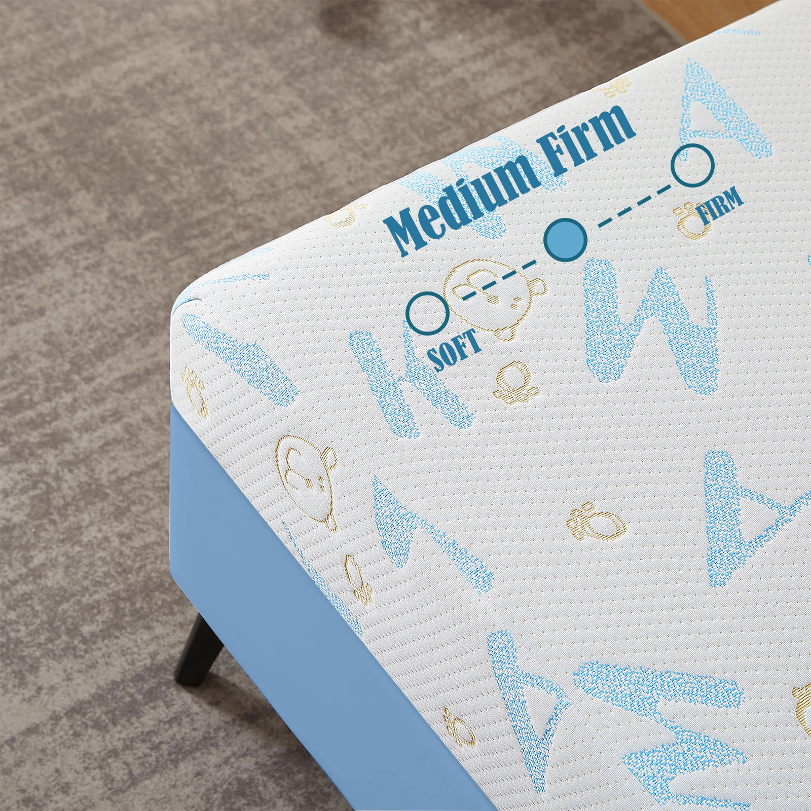 Gel Memory Foam Mattress, Twin, 6 Inch Alphabet Bed Mattress, Medium Firm Feel Mattress,Breathable & Cool Sleep Spine Pressure Relief Bed in a Box CertiPUR-US Certified