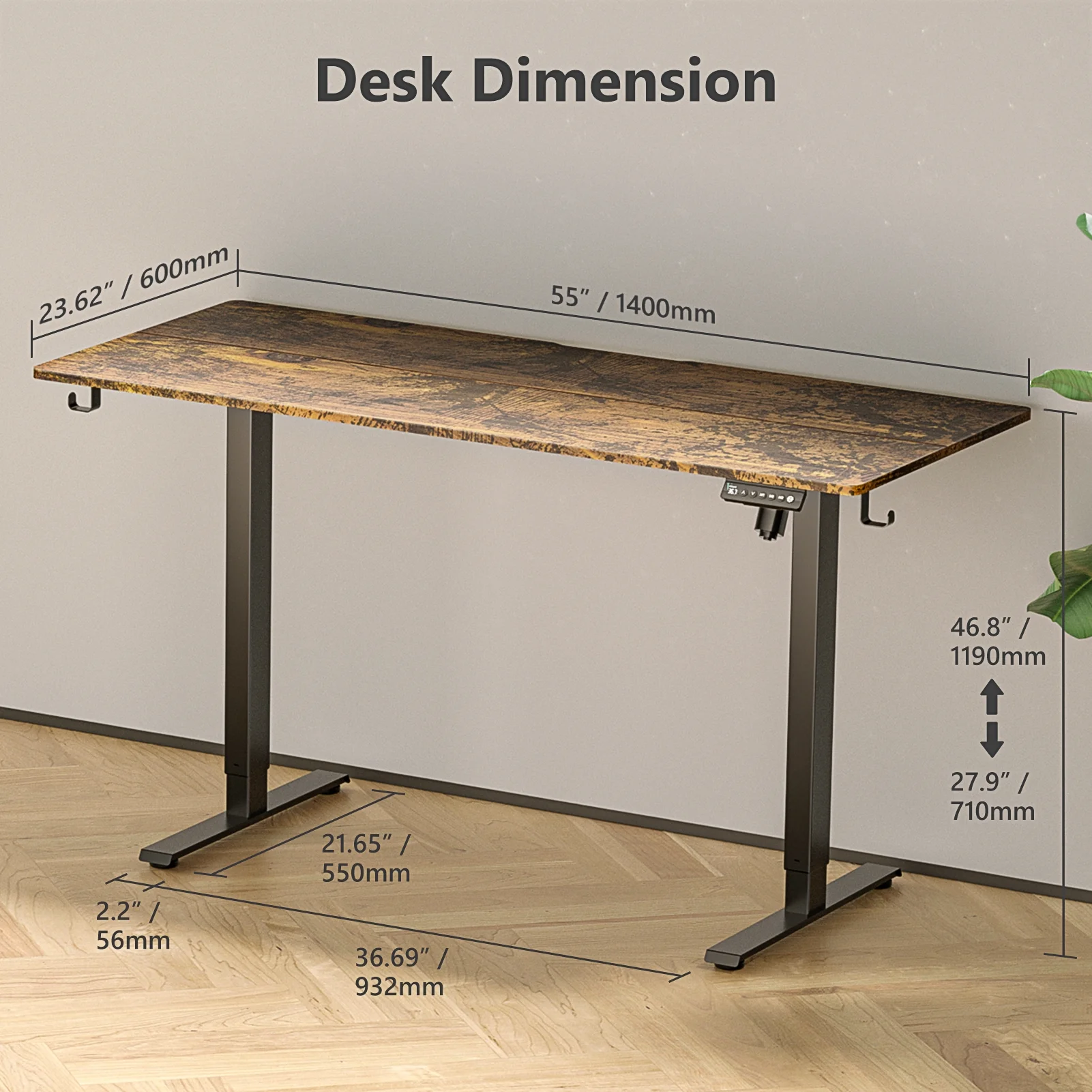 VVENACE Electric Standing Desk Height Adjustable Desk 48 inch 4 Memory Height Ergonomic Sit Stand up Desk for Home Office, White, 2 Split Boards