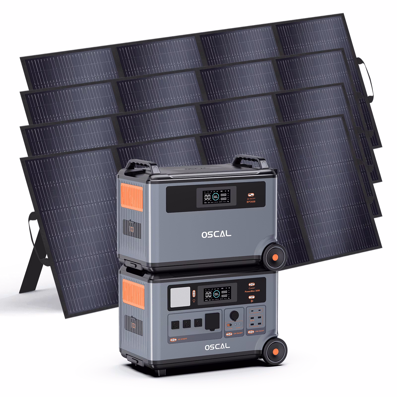 OSCAL PowerMax 6000 Portable Power Station, 3600Wh LiFePO4 Battery with 6000W Output, BP3600 Expansion Battery & 200W Solar Panels, Solar Generator for Camping, Home, Outdoor, Emergency Use
