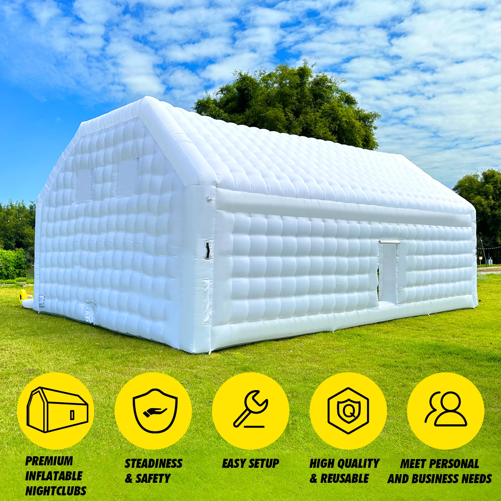 WARSUN 60 Person Large inflatable Party Tent with Disco Cube