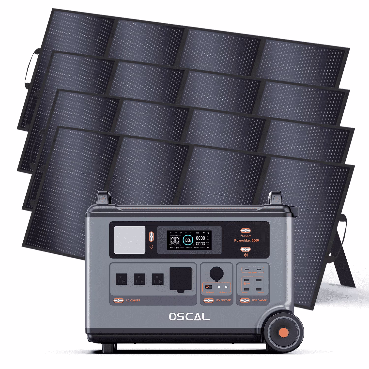OSCAL PowerMax 6000 Portable Power Station, 3600Wh LiFePO4 Battery with 6000W Output, BP3600 Expansion Battery & 200W Solar Panels, Solar Generator for Camping, Home, Outdoor, Emergency Use