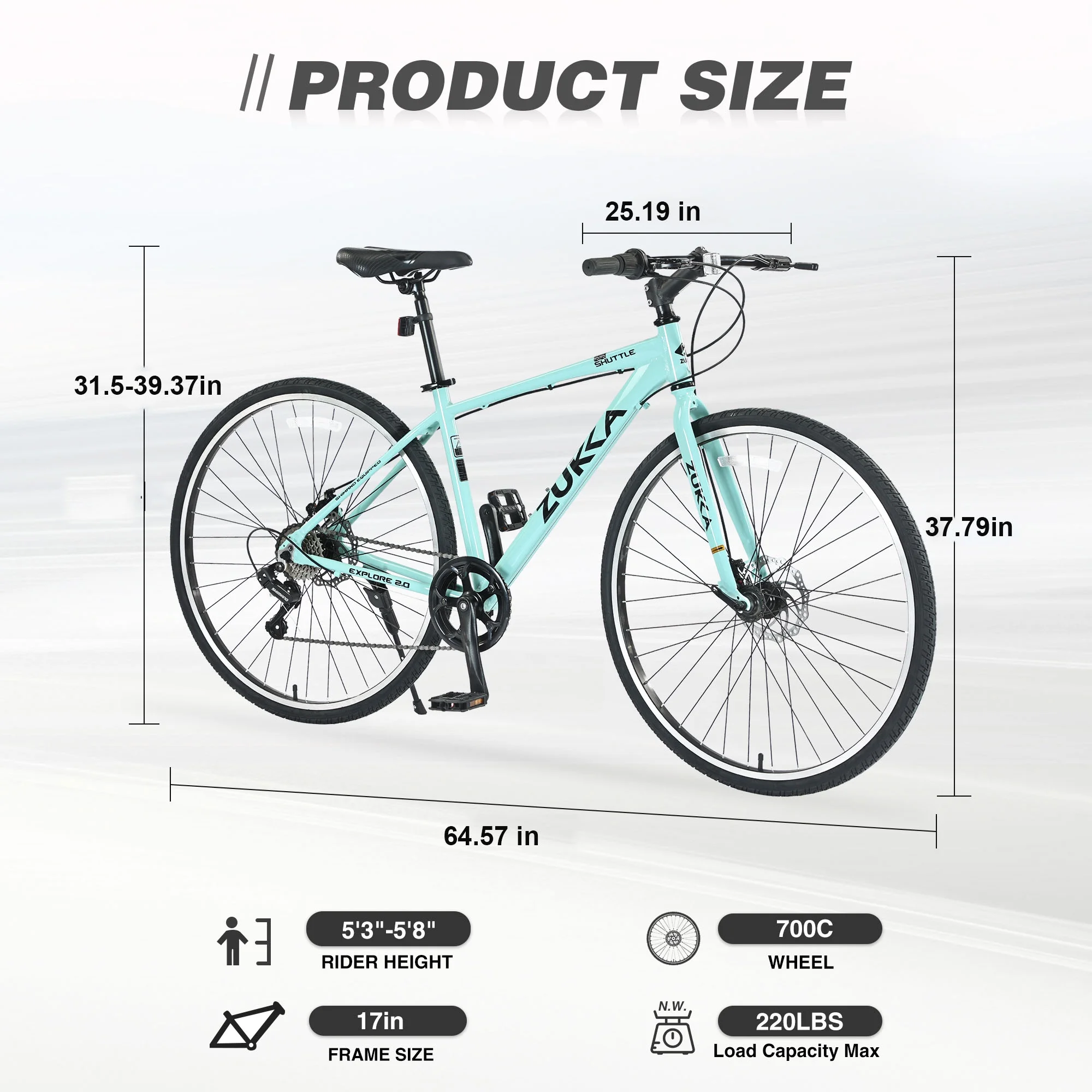 700C Hybrid Road Bike Shimano 7-Speed Adult Bike Aluminum Frame City Bicycle for Men Women, Green