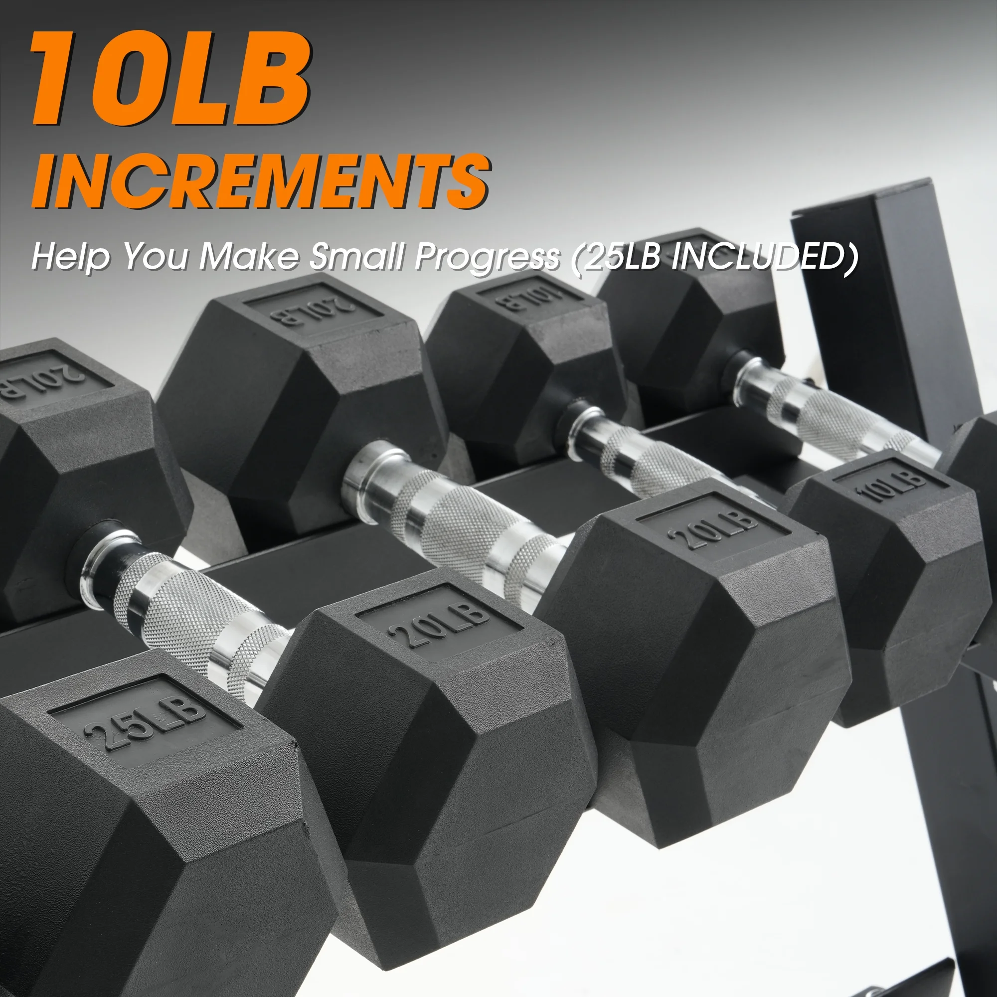 Mikolo Rubber Hex Dumbbell Set with Racks, Option in 450lbs, Strength Training Weight Set Home Gym