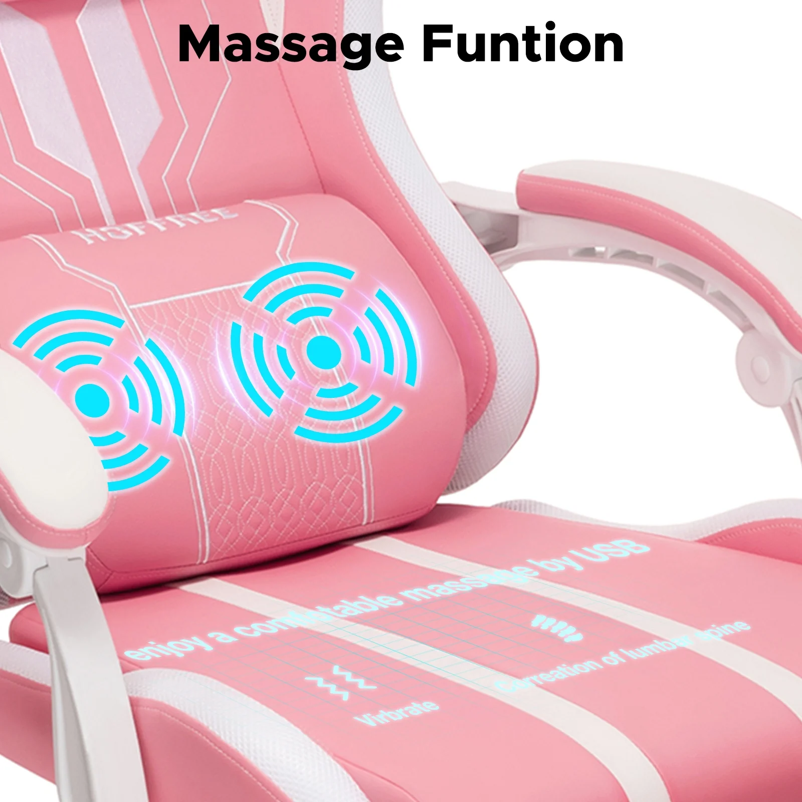 Hoffree Gaming Chair with Bluetooth Speakers Big and Tall Gamer Chair with Footrest and Massage Game Chair with Lumbar Support and 360-Swivel Seat and Headrest for Adults, 400lbs