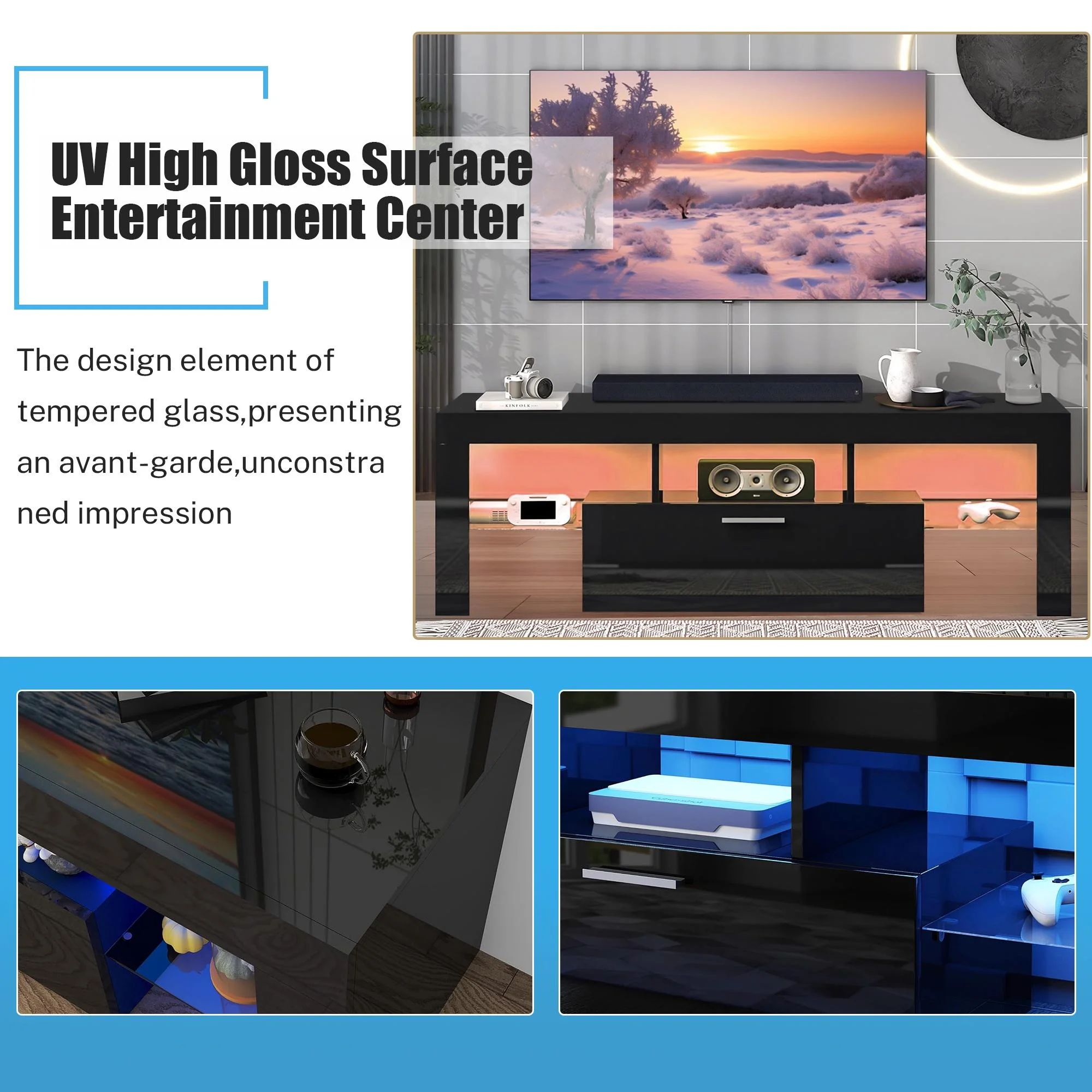 PAPROOS TV Stand for TVs up to 70