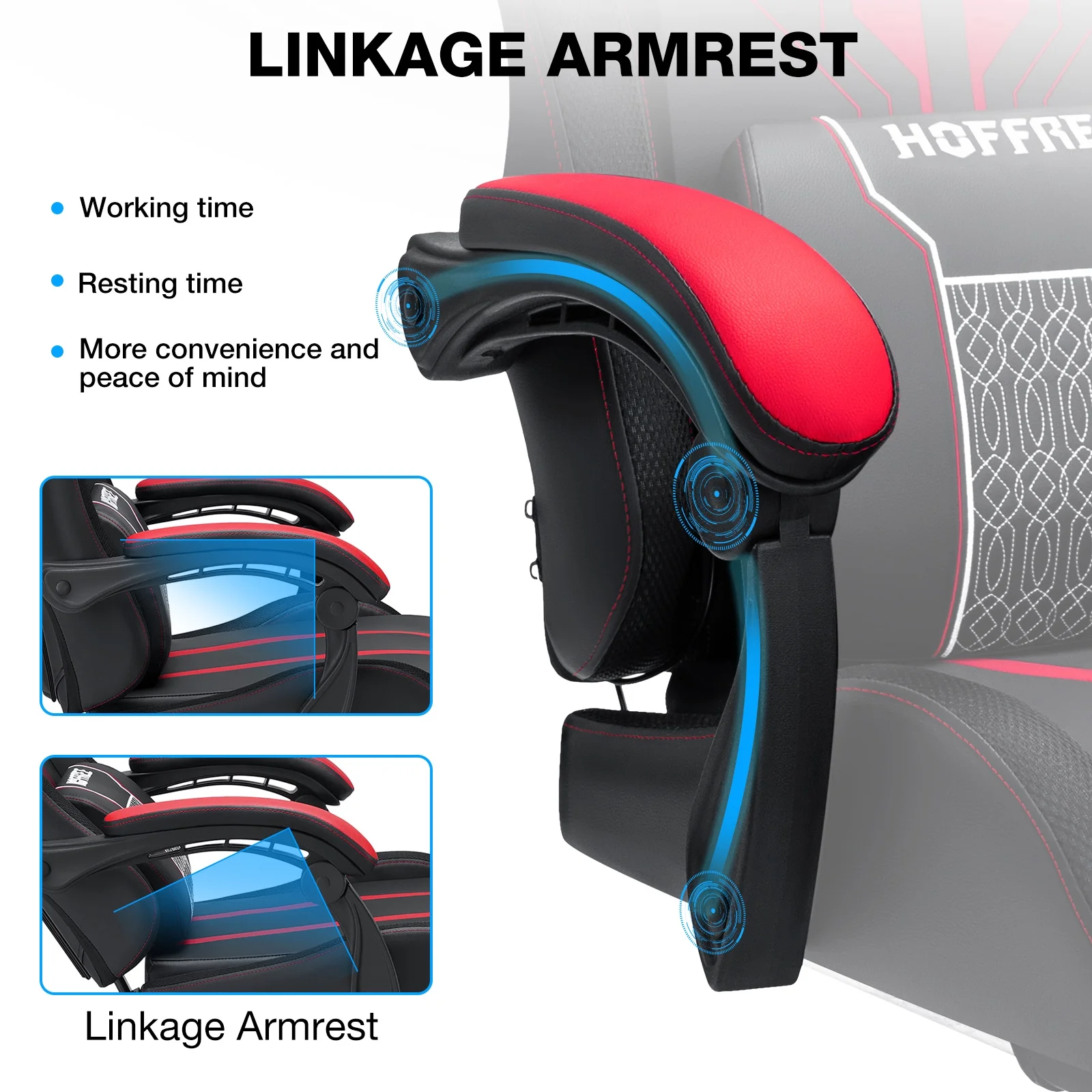 Hoffree Gaming Chair with Bluetooth Speakers Big and Tall Gamer Chair with Footrest and Massage Game Chair with Lumbar Support and 360-Swivel Seat and Headrest for Adults, 400lbs