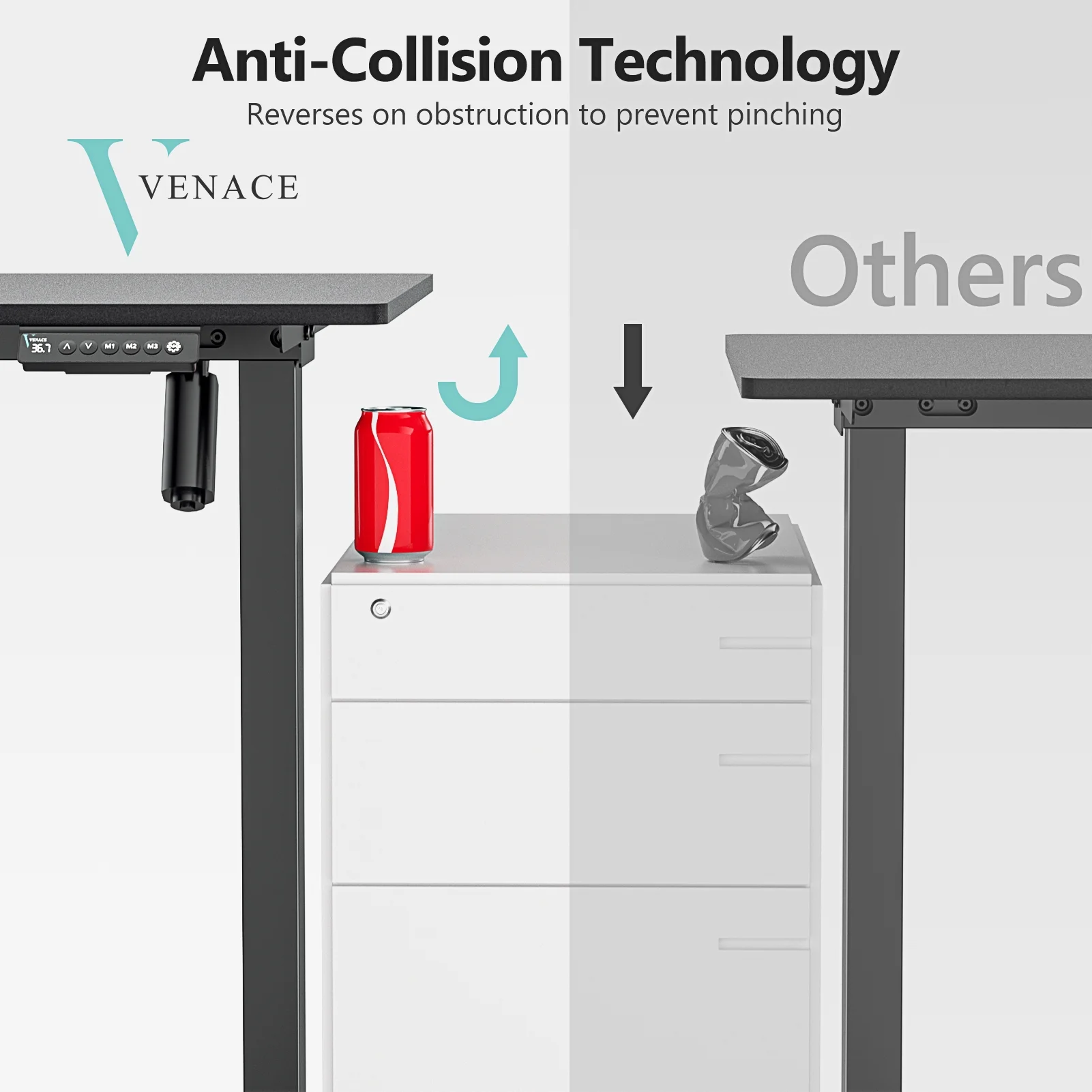 VVENACE Electric Standing Desk Height Adjustable Desk 48 inch 4 Memory Height Ergonomic Sit Stand up Desk for Home Office, White, 2 Split Boards