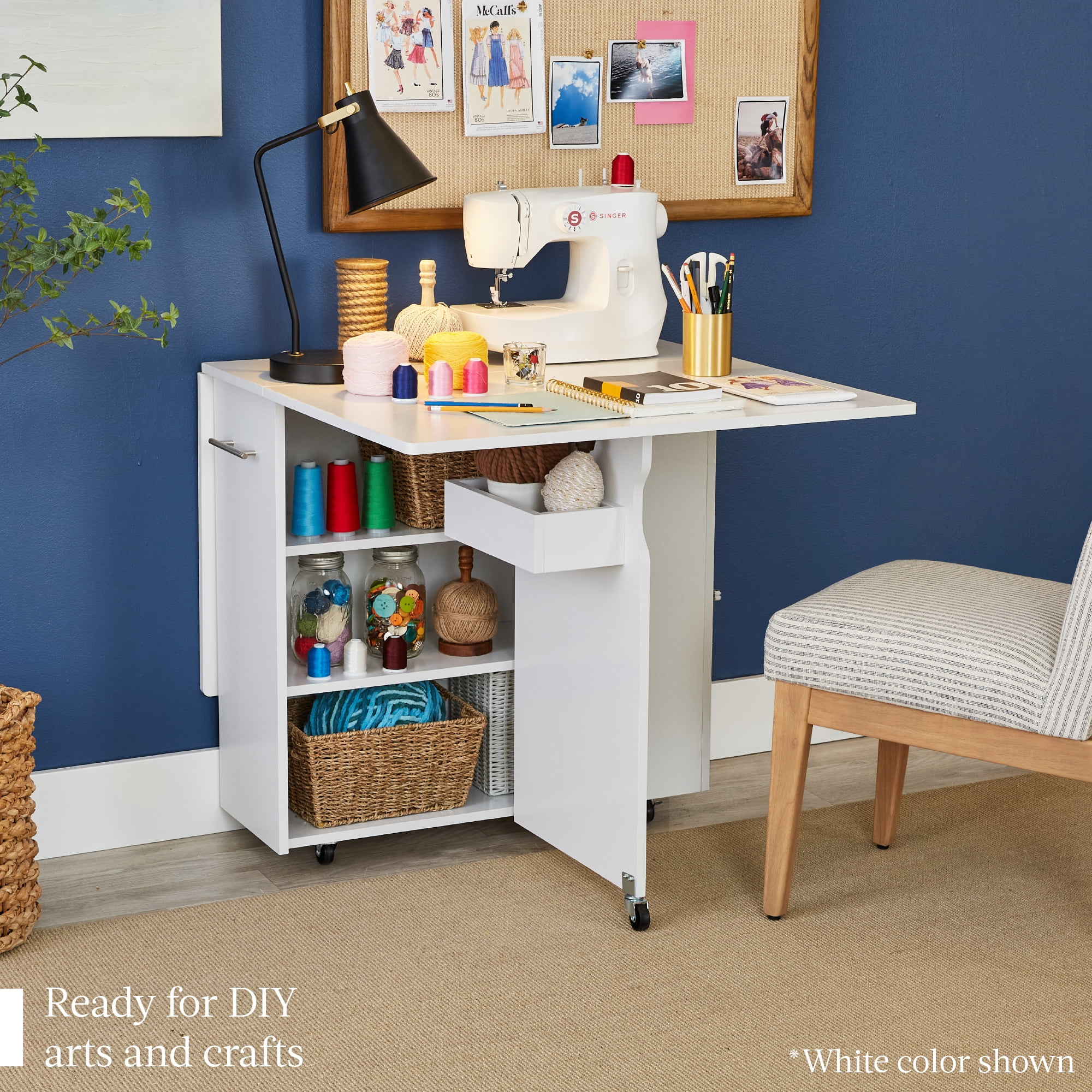 Best Choice Products Multipurpose Folding Table w/ Wheels, 3 Storage Shelves, Cubby, Handle - Brown