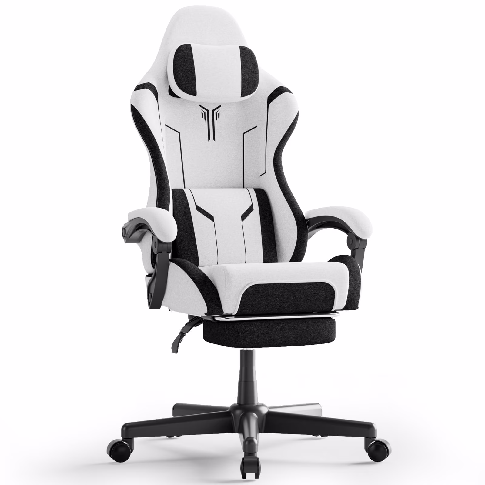 SOONTRANS Gaming Chair for Adults, Velvet Fabric High Back Comfortable Video Game Chair with Footrest and Massage Lumbar Cushion, Racing Computer Desk Chair, Ergonomic Gamer Chair, Black/Grey