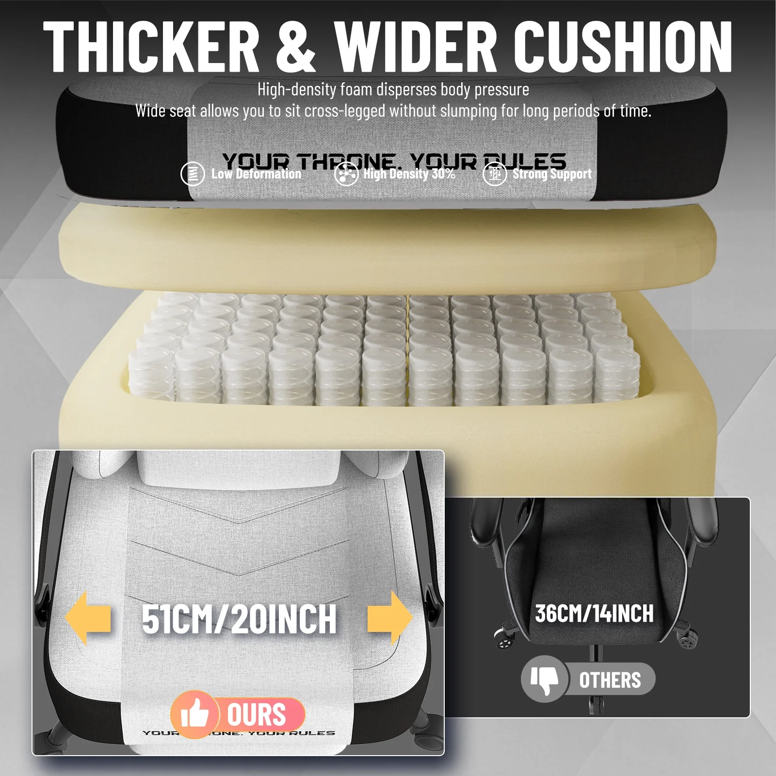 SOONTRANS Gaming Chair for Adults, Ergonomic Linen Fabric Computer Chair with Massage Lumbar Pillow, Gamer Game Chair with Adjustable Headrest, Comfortable Office Chair for Home, White