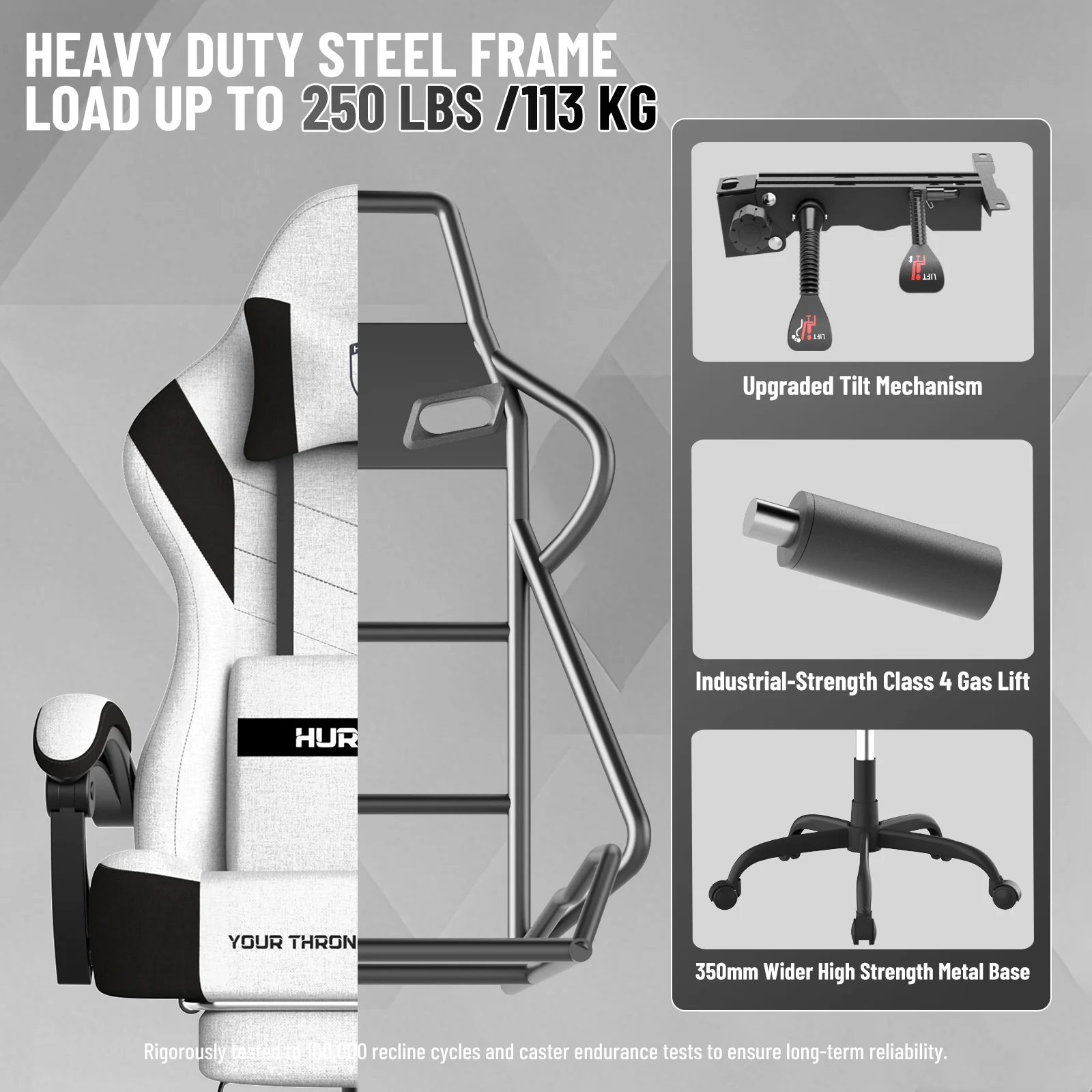 SOONTRANS Gaming Chair for Adults, Ergonomic Linen Fabric Computer Chair with Massage Lumbar Pillow, Gamer Game Chair with Adjustable Headrest, Comfortable Office Chair for Home, White