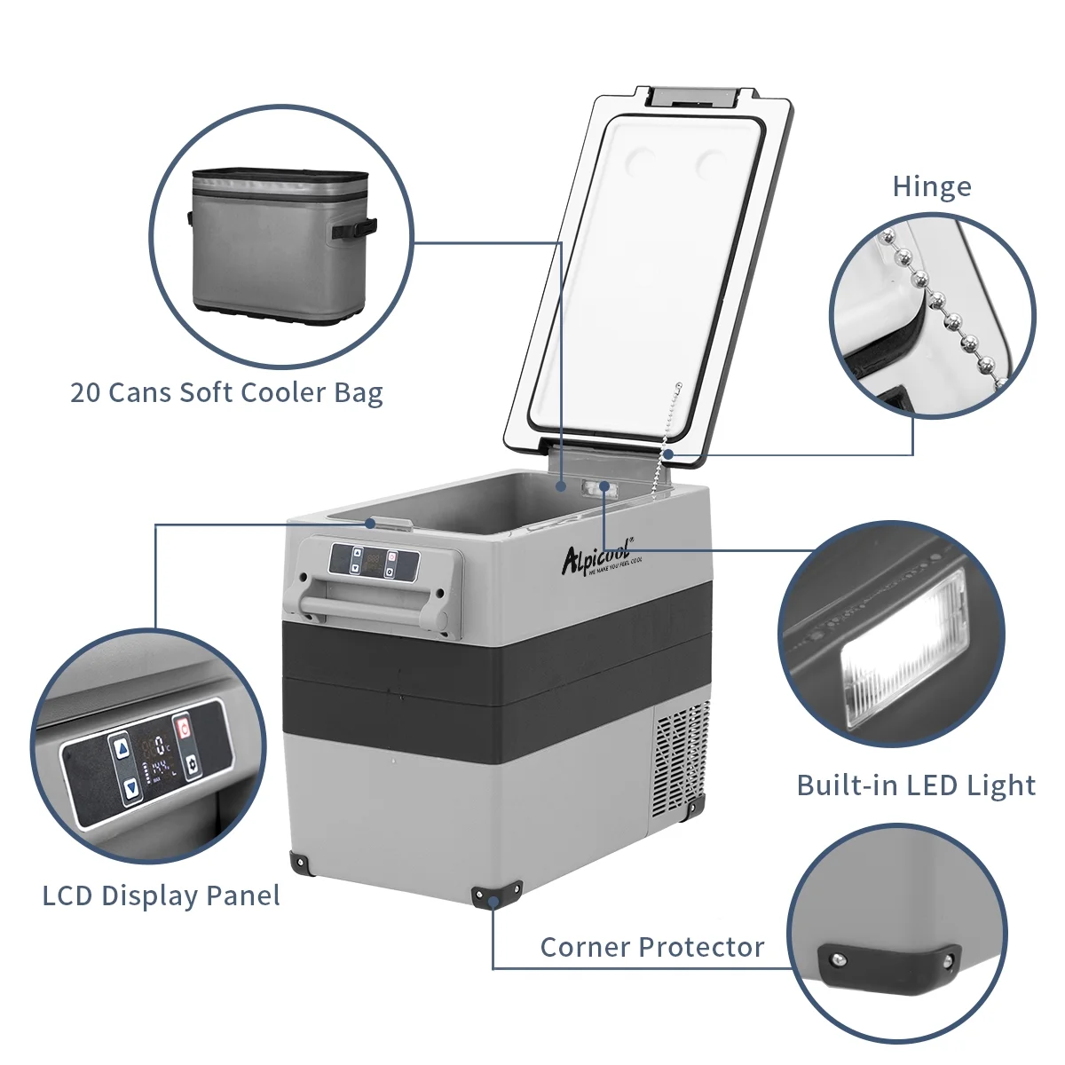 Alpicool CF55 Portable Refrigerator 12 Volt Car Freezer 58 Quart(55 Liter) Vehicle, Car, Truck, RV, Boat, Mini fridge freezer for Driving, Travel, Fishing, Outdoor -4��F to 68��F