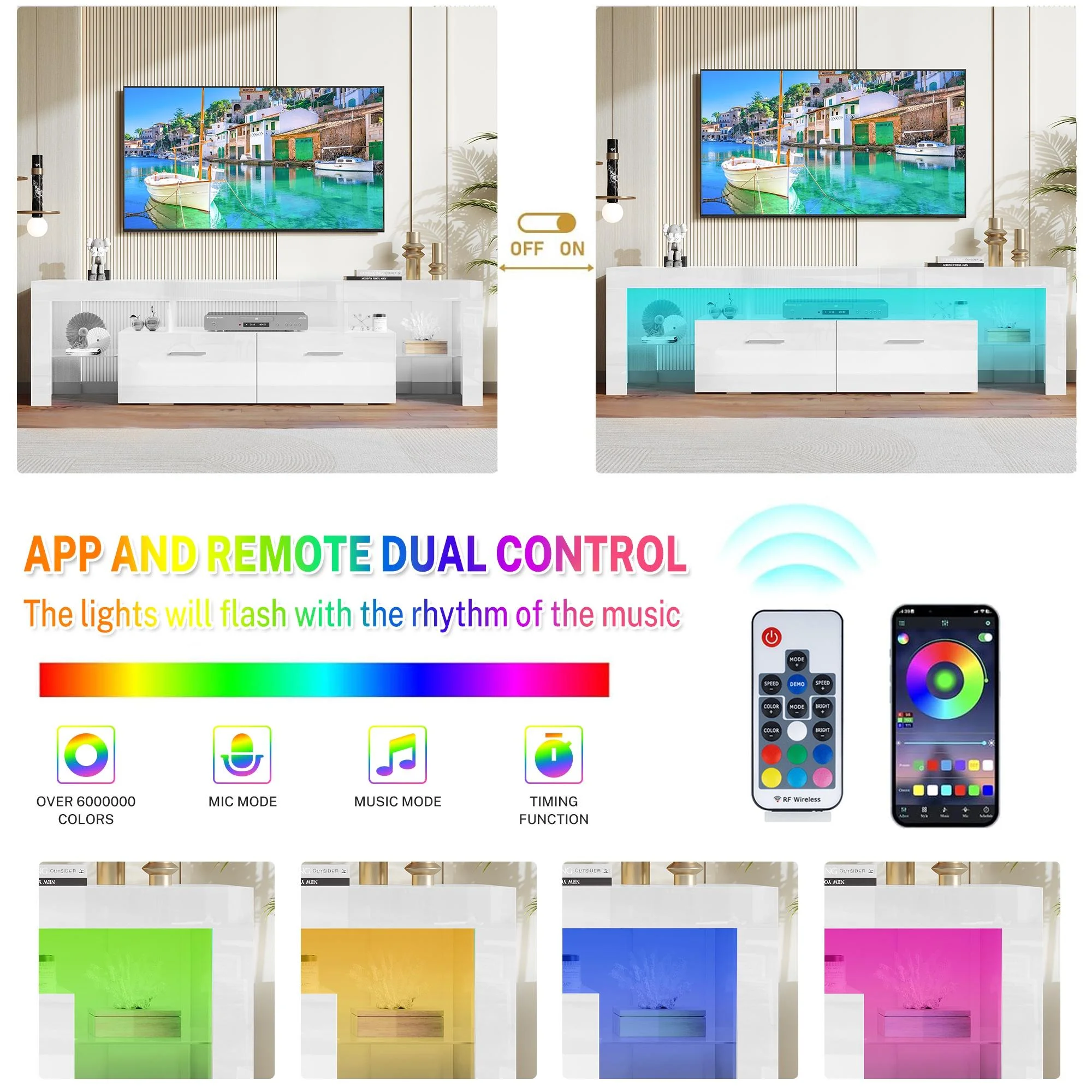 PAPROOS TV Stand for TVs up to 70