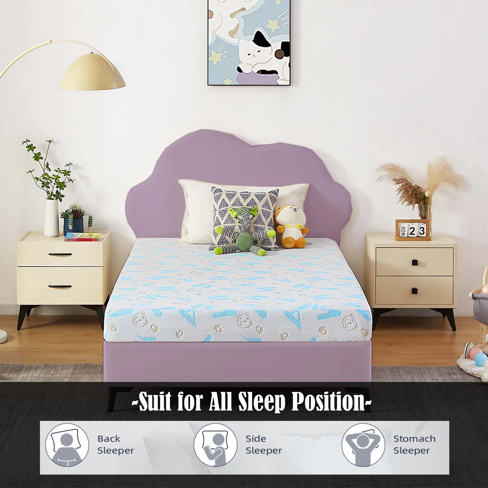 Gel Memory Foam Mattress, Twin, 6 Inch Alphabet Bed Mattress, Medium Firm Feel Mattress,Breathable & Cool Sleep Spine Pressure Relief Bed in a Box CertiPUR-US Certified