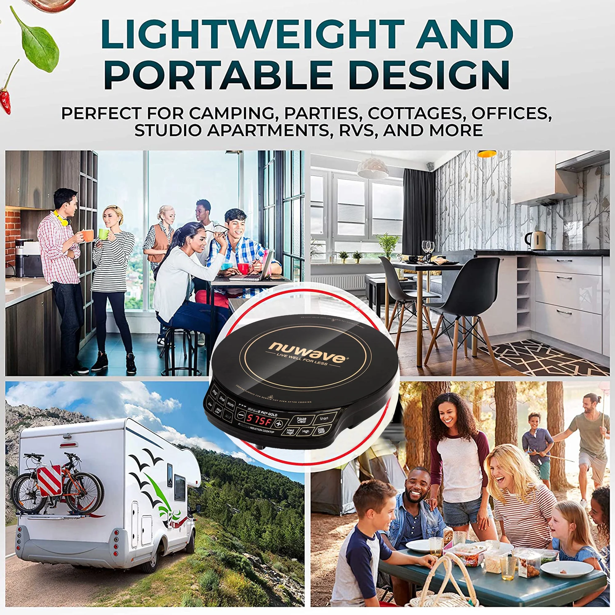 NuWave Electric Double Induction Cooktop 8�� Portable Ultrathin with Sensor Touch Precision Induction Cooktop Burner, Home