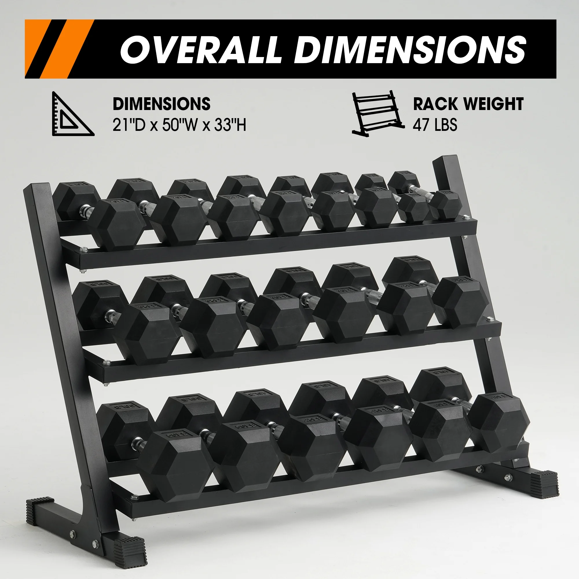 Mikolo Rubber Hex Dumbbell Set with Racks, Option in 450lbs, Strength Training Weight Set Home Gym