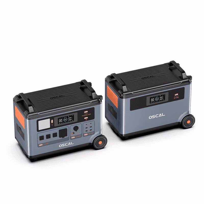 OSCAL PowerMax 6000 Portable Power Station, 3600Wh LiFePO4 Battery with 6000W Output, BP3600 Expansion Battery & 200W Solar Panels, Solar Generator for Camping, Home, Outdoor, Emergency Use