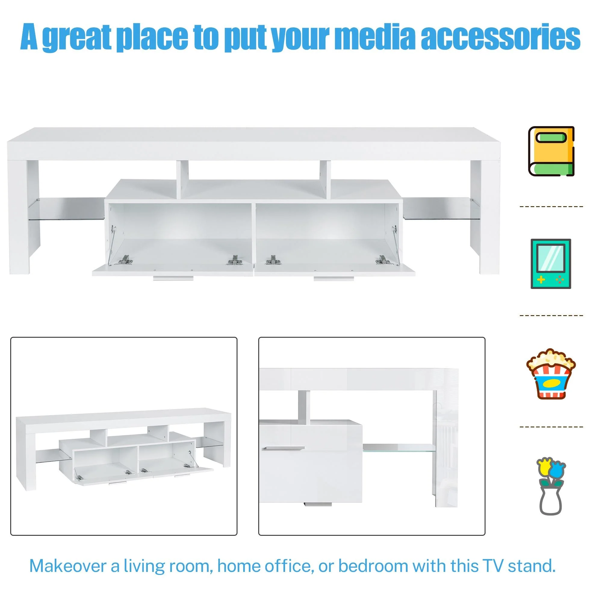 PAPROOS TV Stand for TVs up to 70