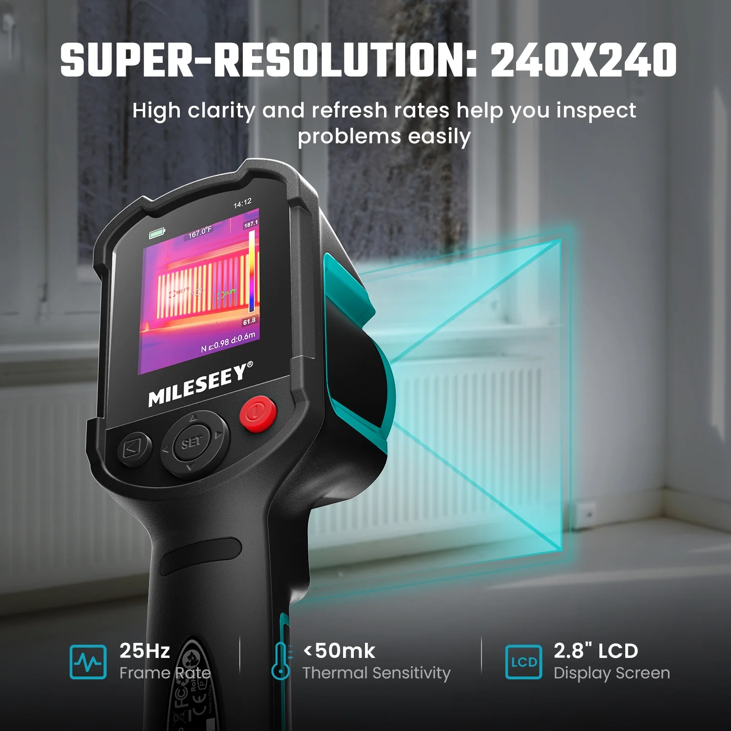 MILESEEY TR10 Thermal Imaging Camera, Super Resolution, 25 Hz Refresh, -4��F to 1022��F