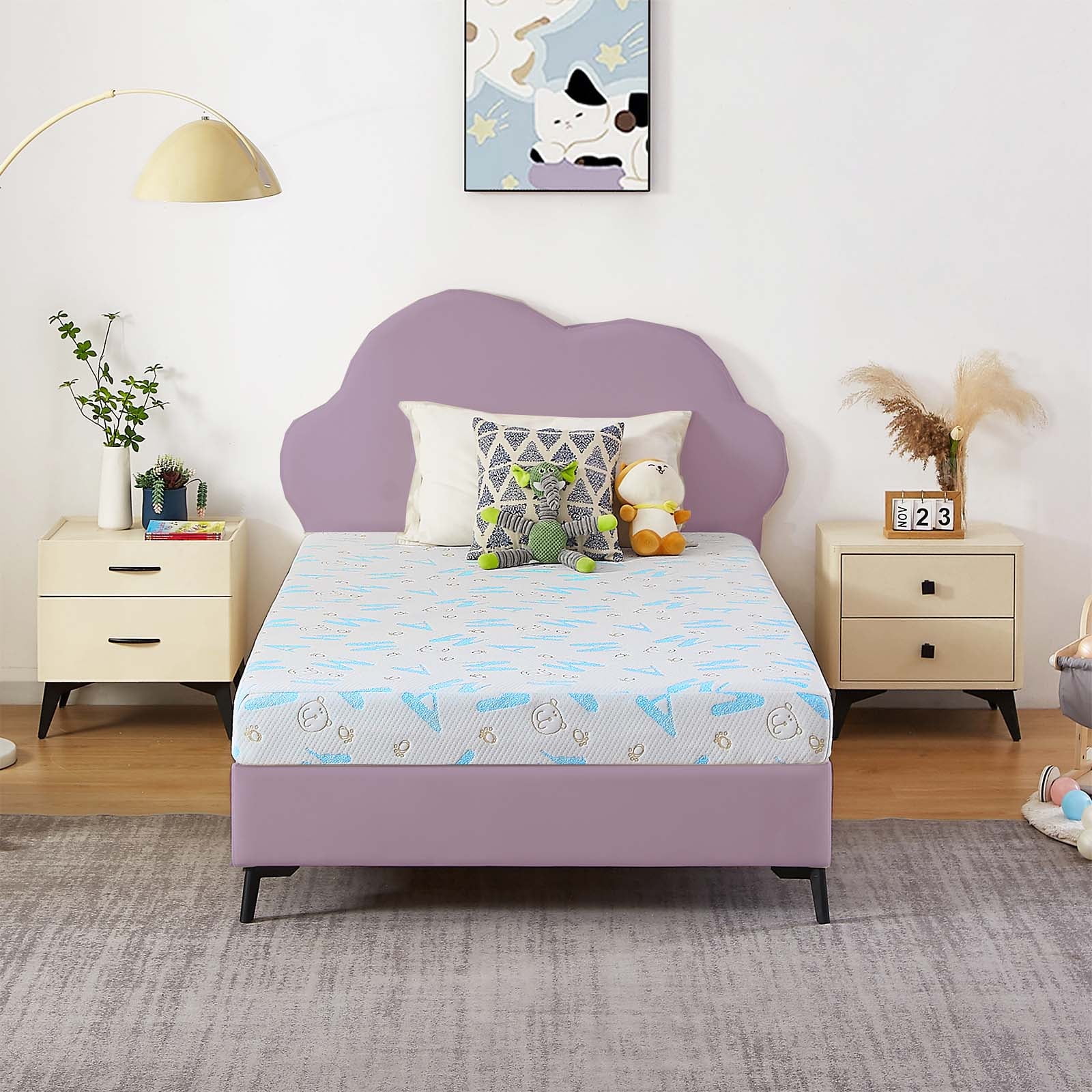 Gel Memory Foam Mattress, Twin, 6 Inch Alphabet Bed Mattress, Medium Firm Feel Mattress,Breathable & Cool Sleep Spine Pressure Relief Bed in a Box CertiPUR-US Certified